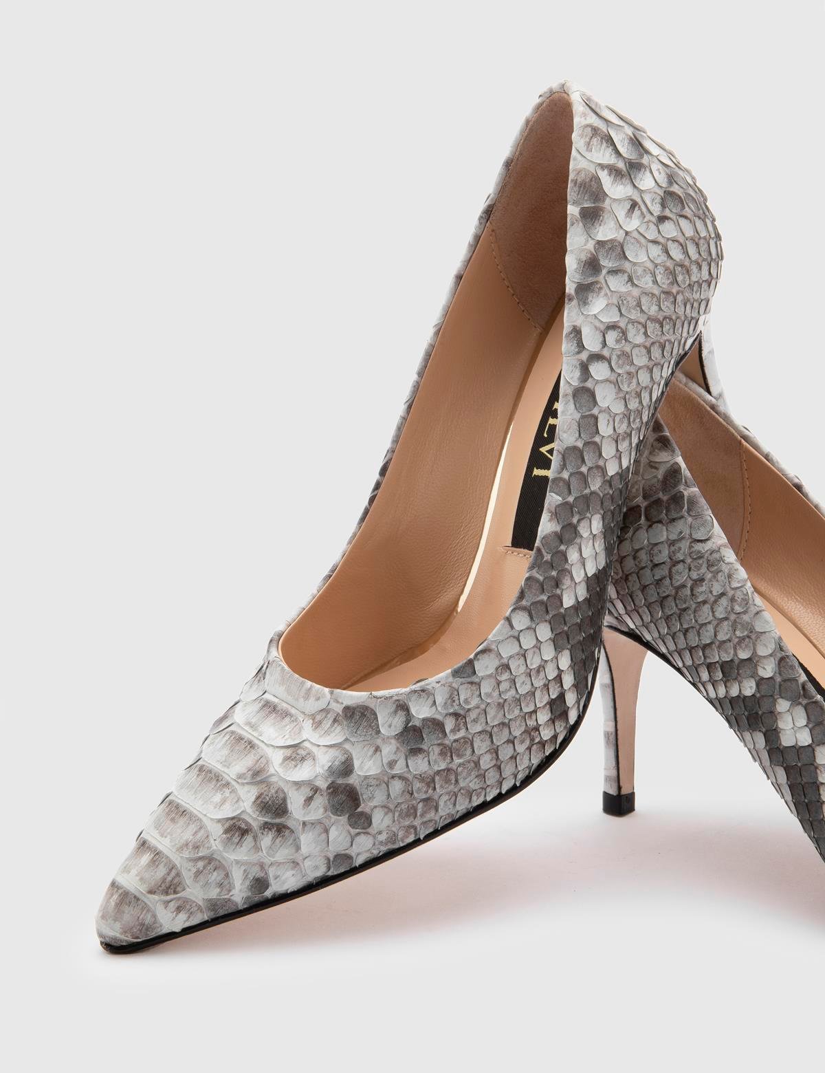 Dorra Grey Snake Leather Women's Stiletto