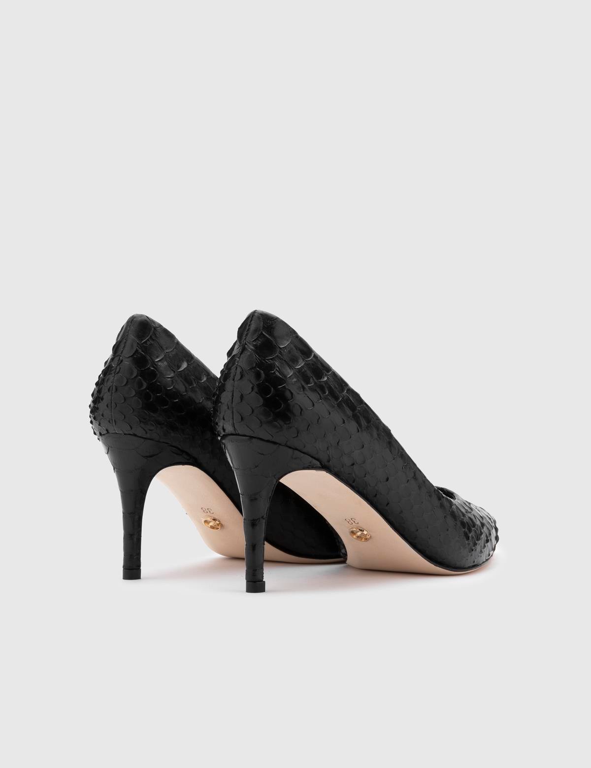 Dorra Black Snake Leather Women's Stiletto