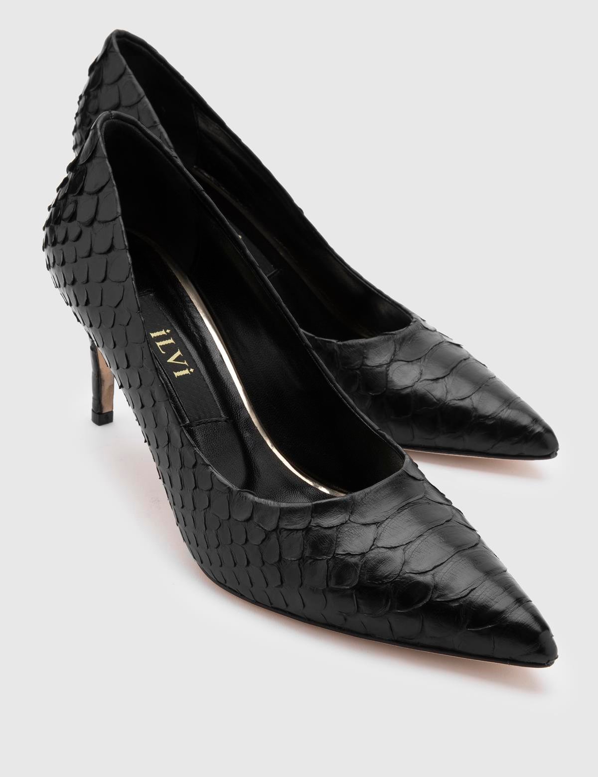 Dorra Black Snake Leather Women's Stiletto