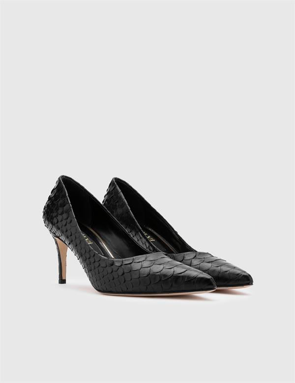 Dorra Black Snake Leather Women's Stiletto