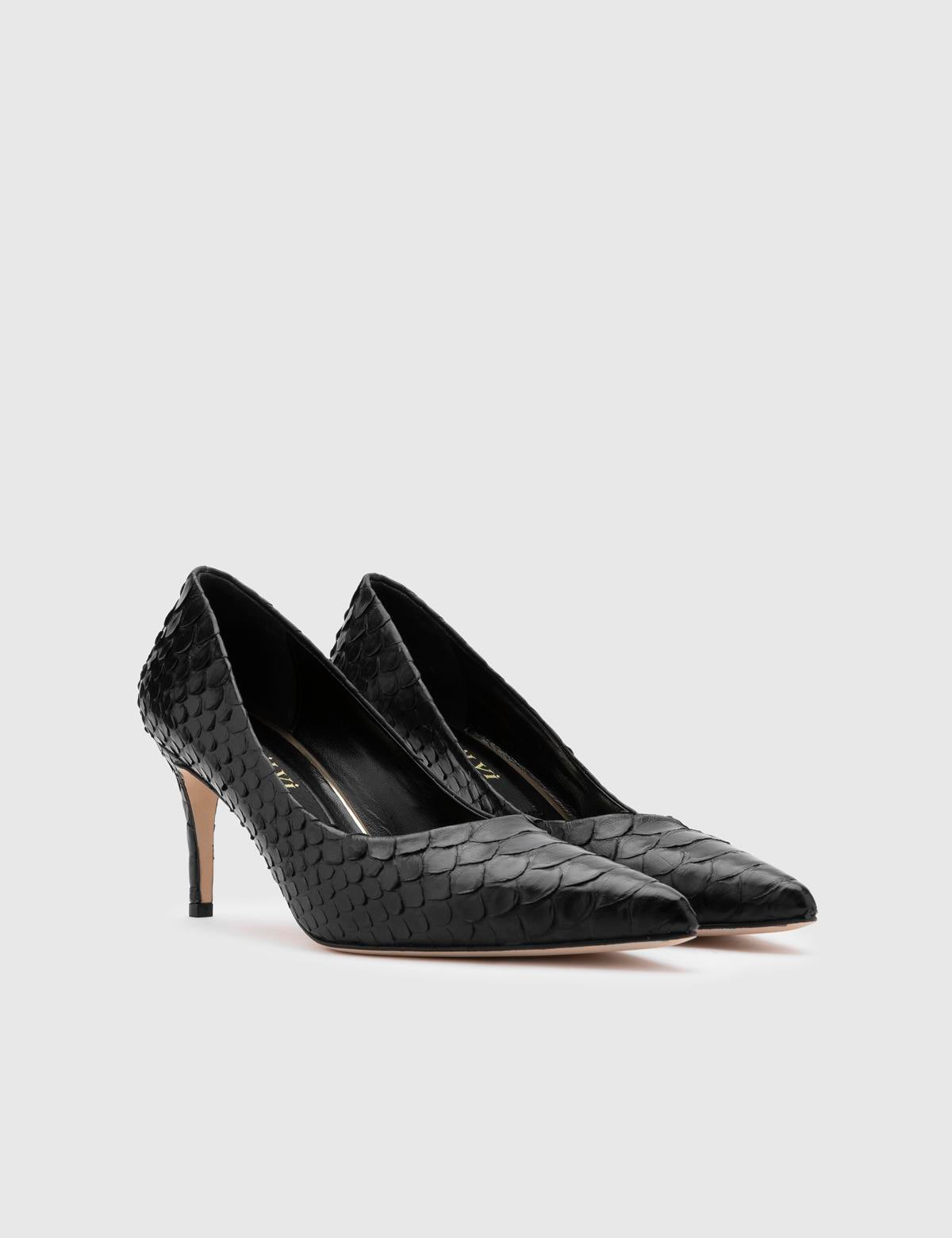 Dorra Black Snake Leather Women's Stiletto