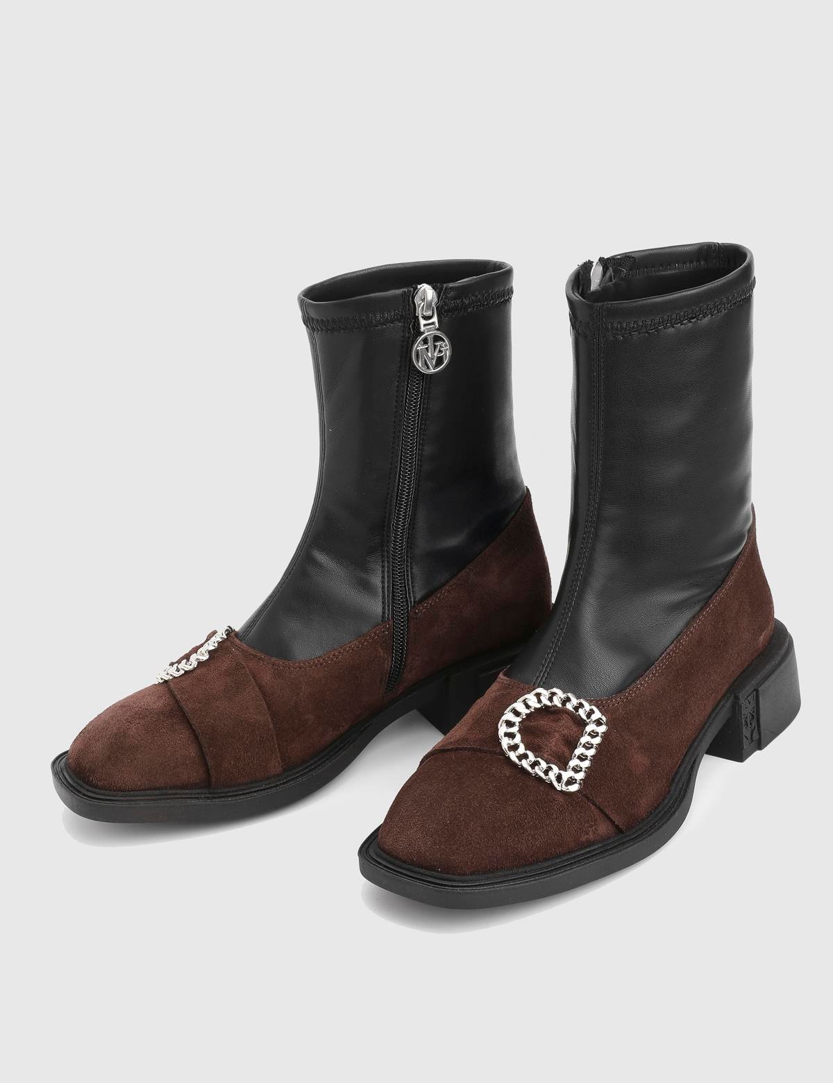 Druid Brown Suede Leather Women's Stretch Boot