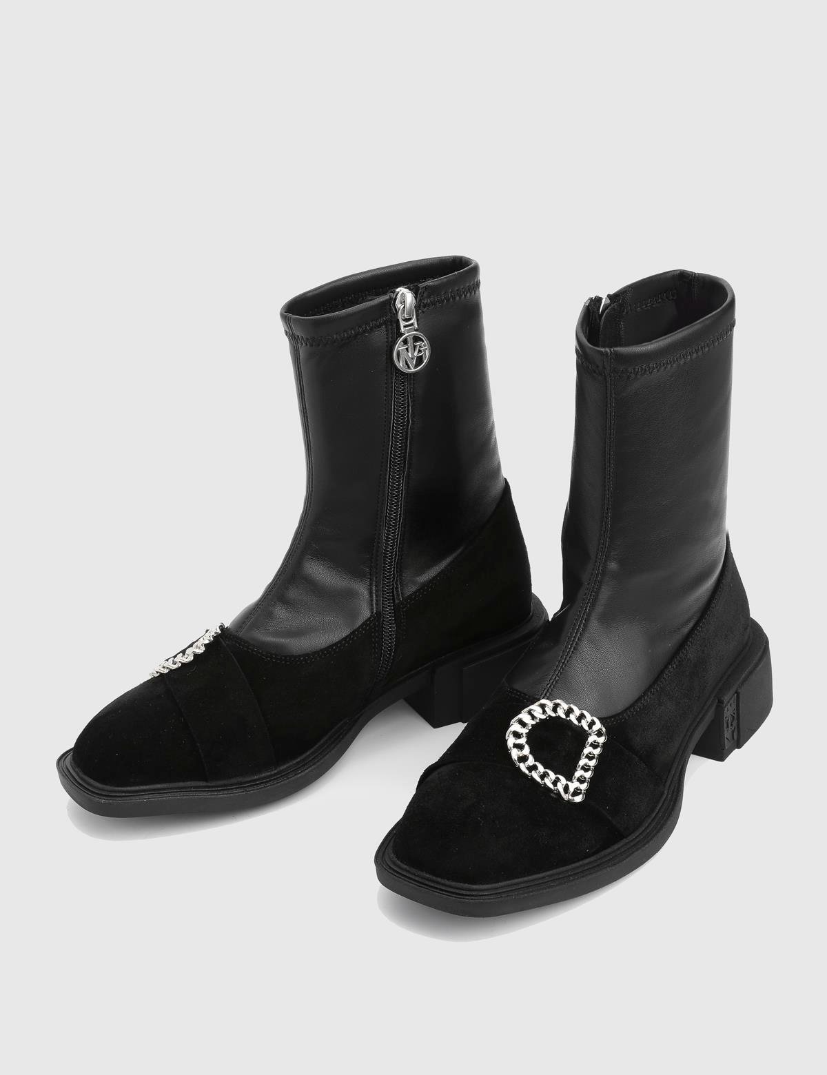 Druid Black Suede Leather Women's Stretch Boot