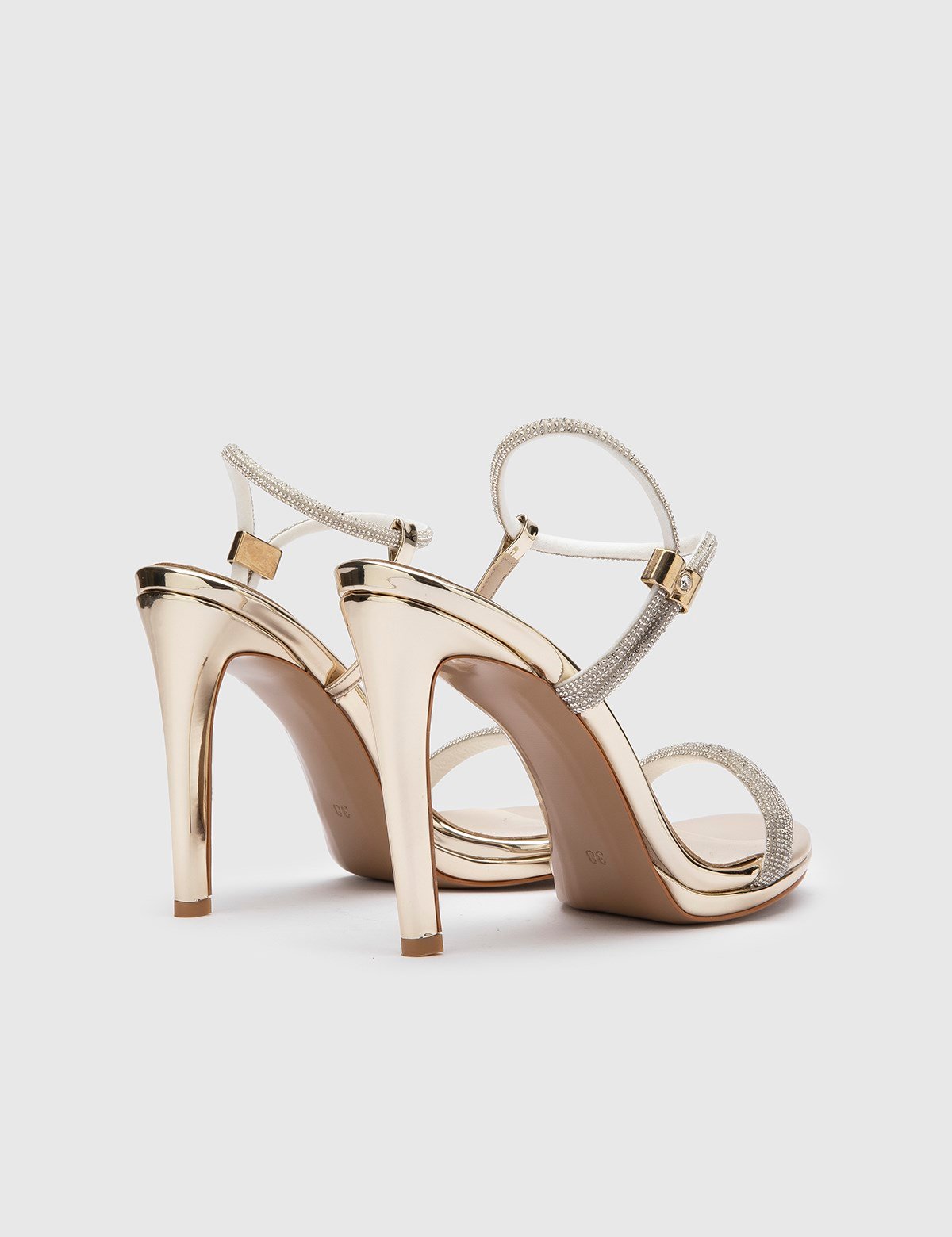 Durgesh Gold Leder Damen Sandale mit Steinen