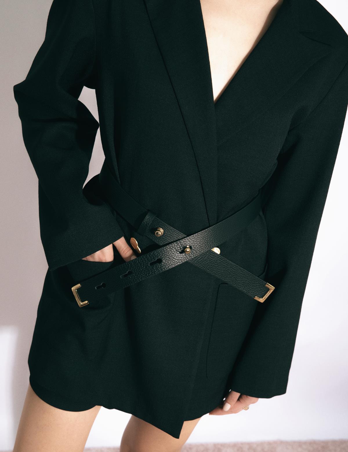 Edinet Black Floater Leather Women's Belt