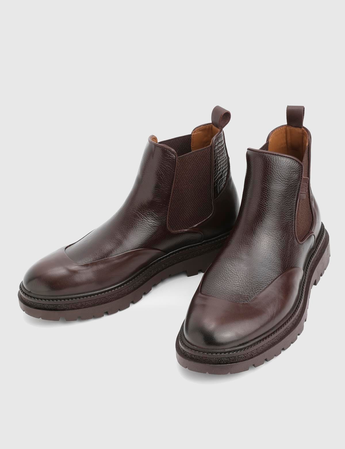 Eduart Brown Leather Crocodile Men's Boot