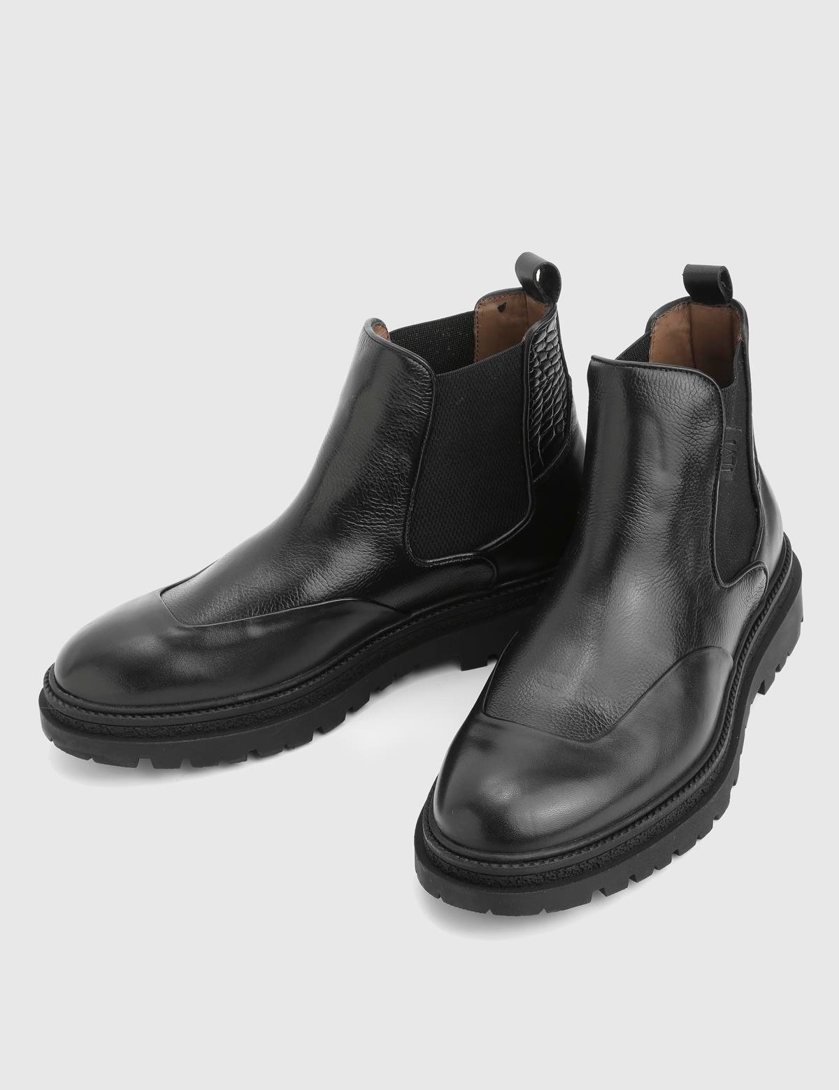 Eduart Black Leather Crocodile Men's Boot