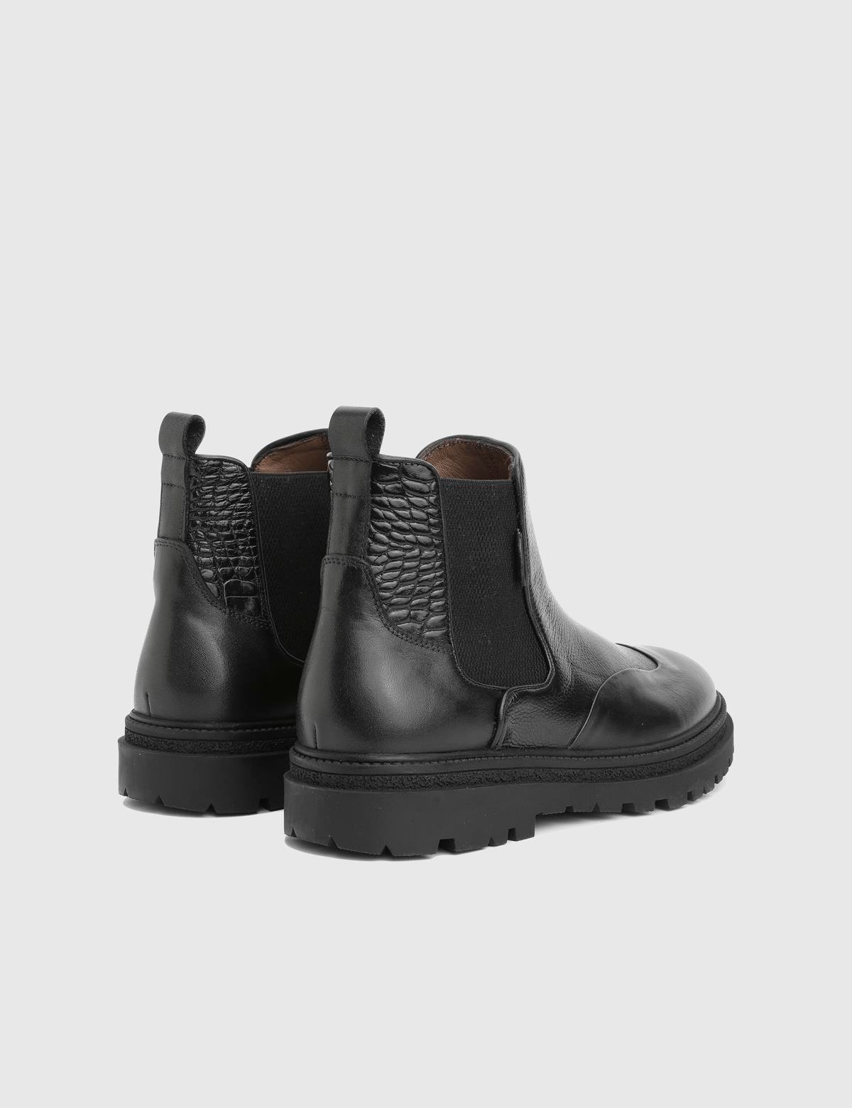 Eduart Black Leather Crocodile Men's Boot