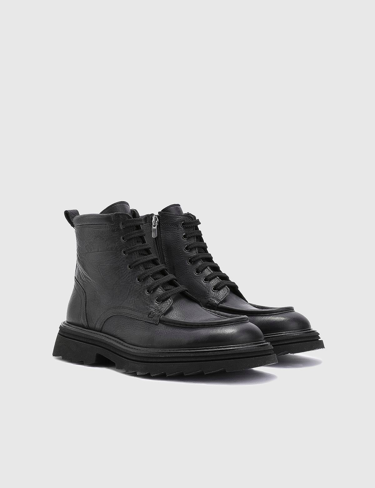 Elias Black Leather Men's Boot