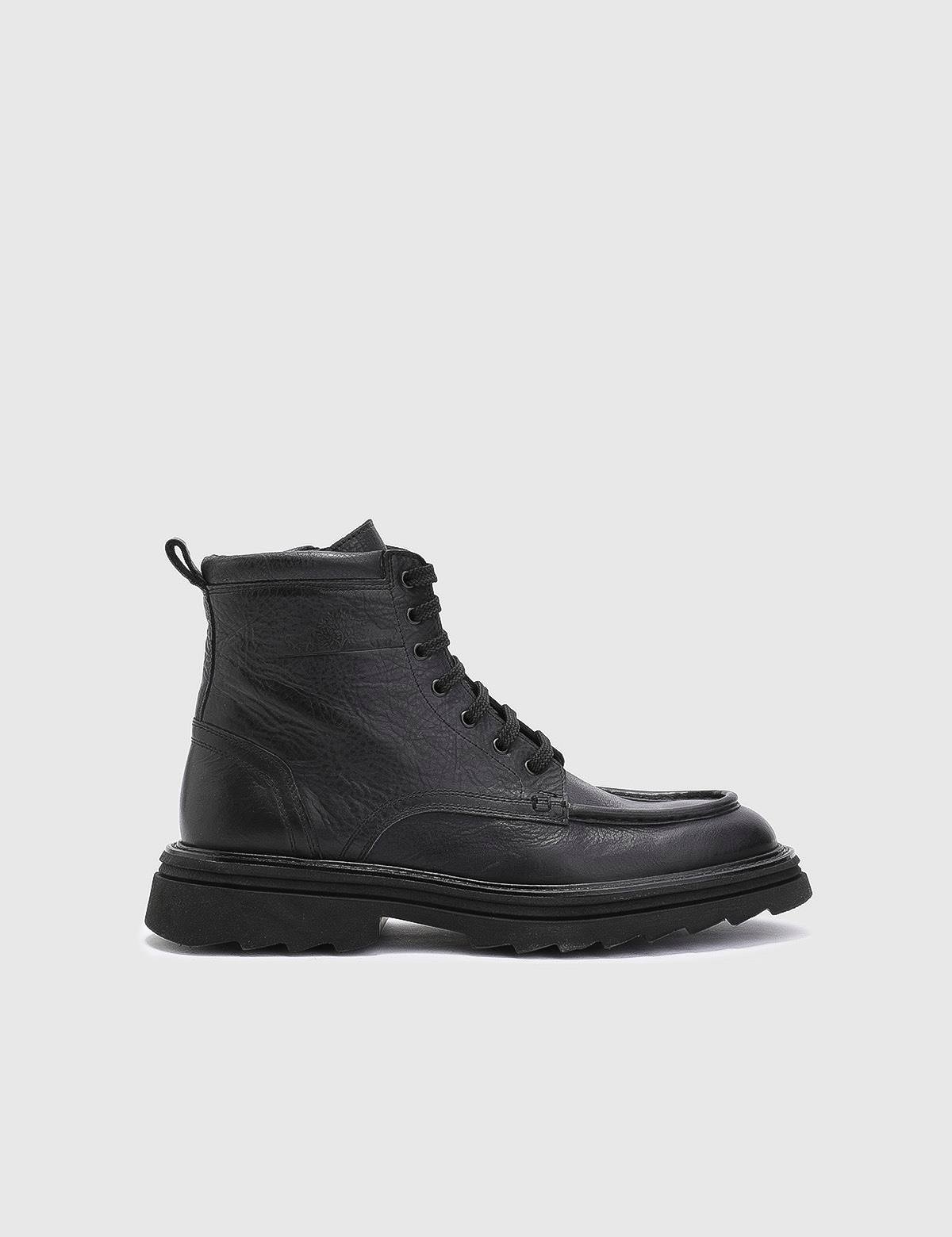 Elias Black Leather Men's Boot