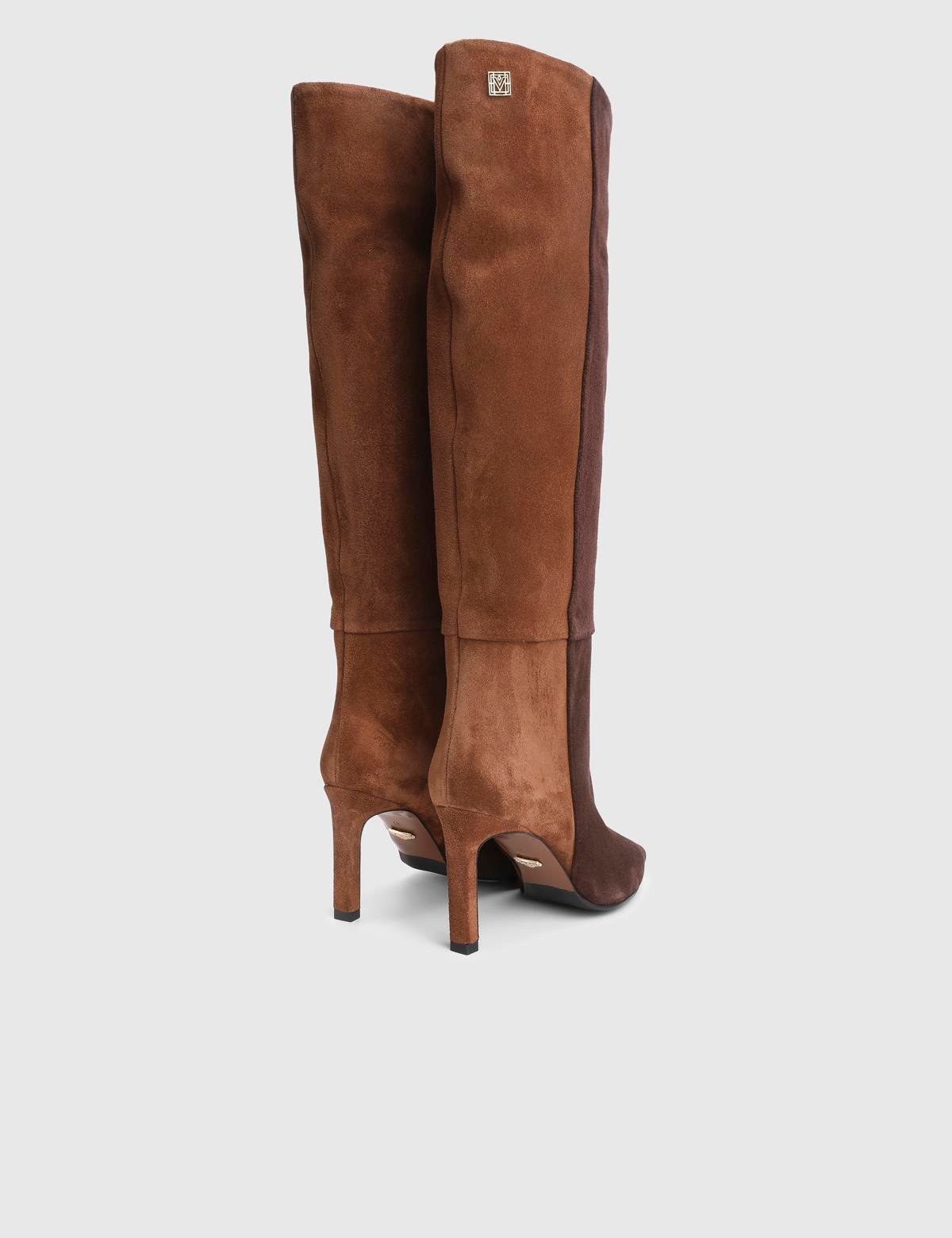 Erica Brown Suede Leather Women's Heeled High Boot