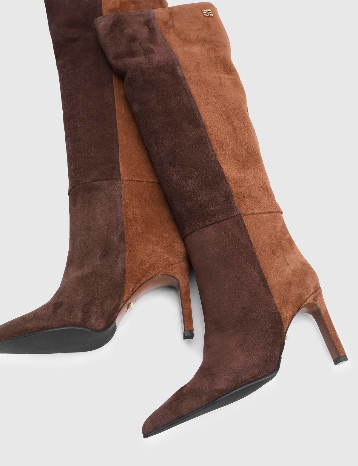 Erica Brown Suede Leather Women's Heeled High Boot