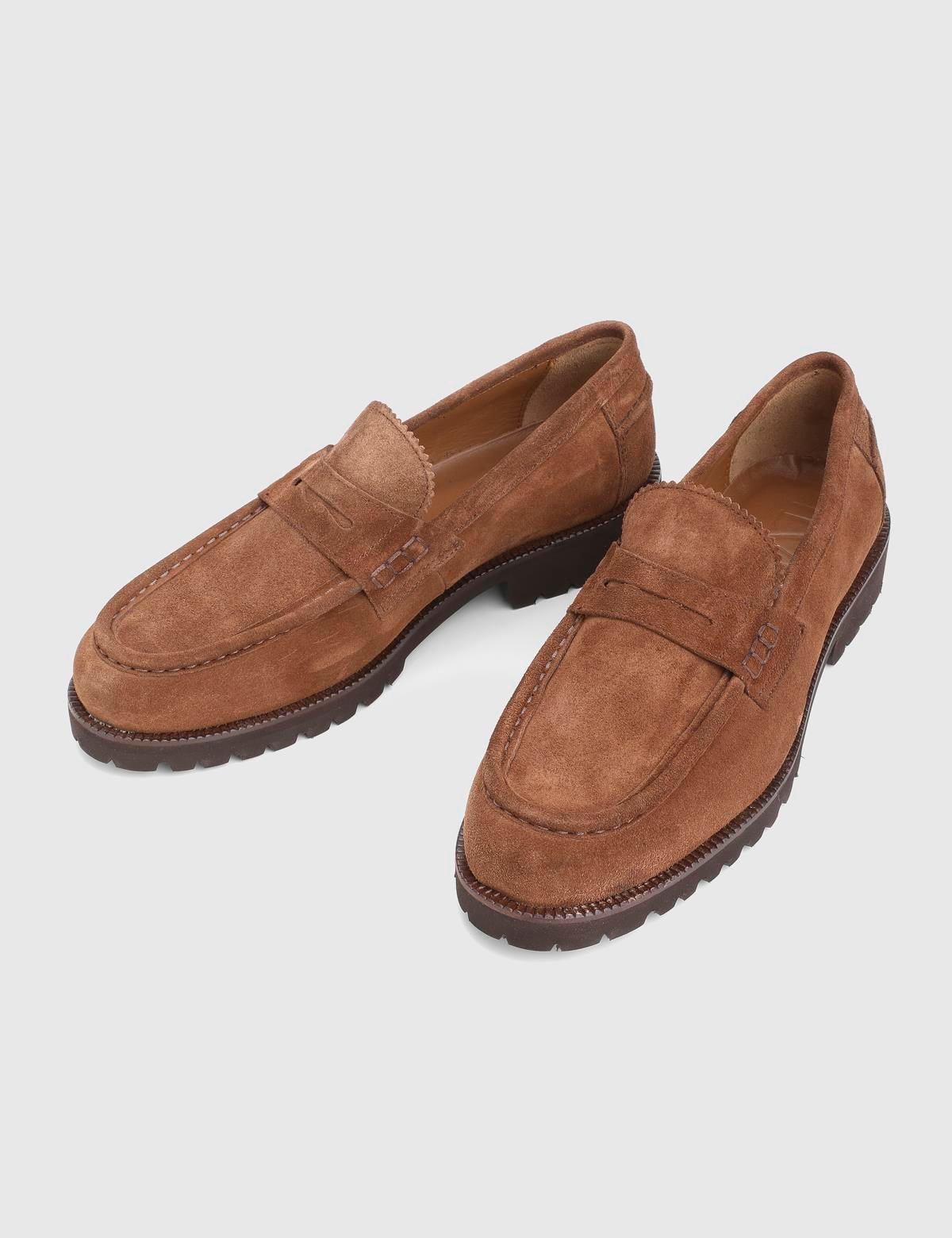 Erjon Saddle Brown Suede Leather Men's Loafer
