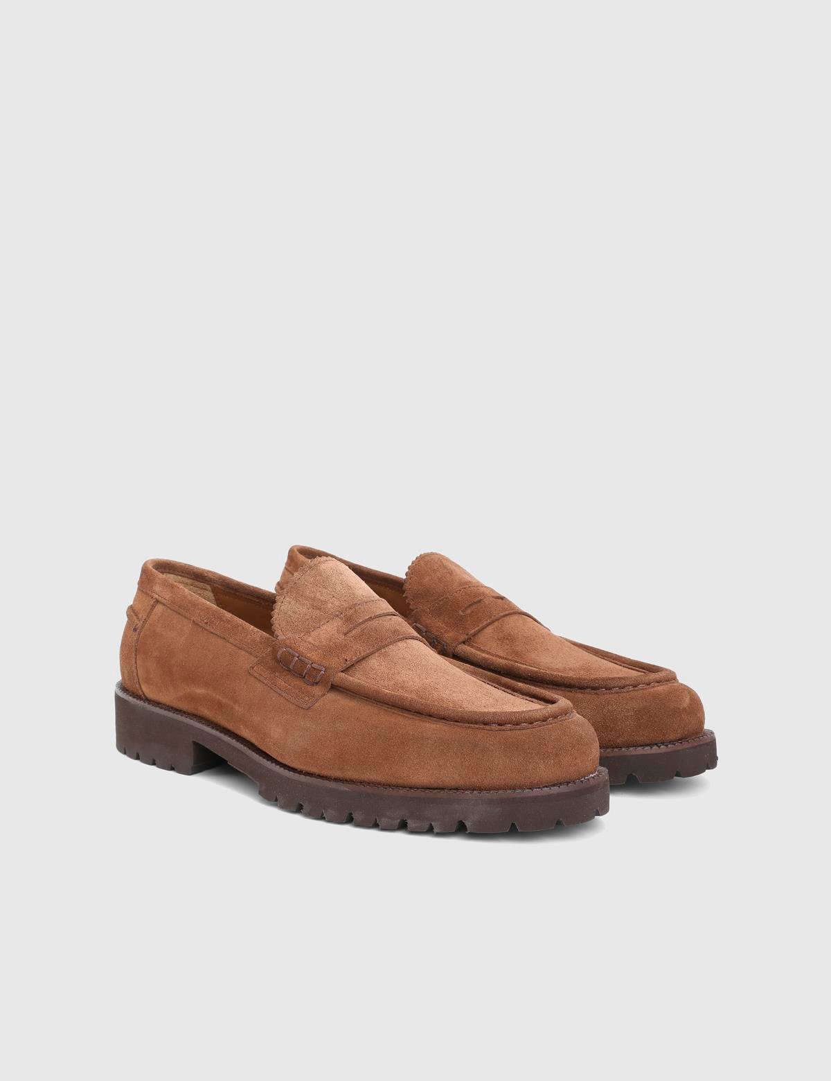 Erjon Saddle Brown Suede Leather Men's Loafer