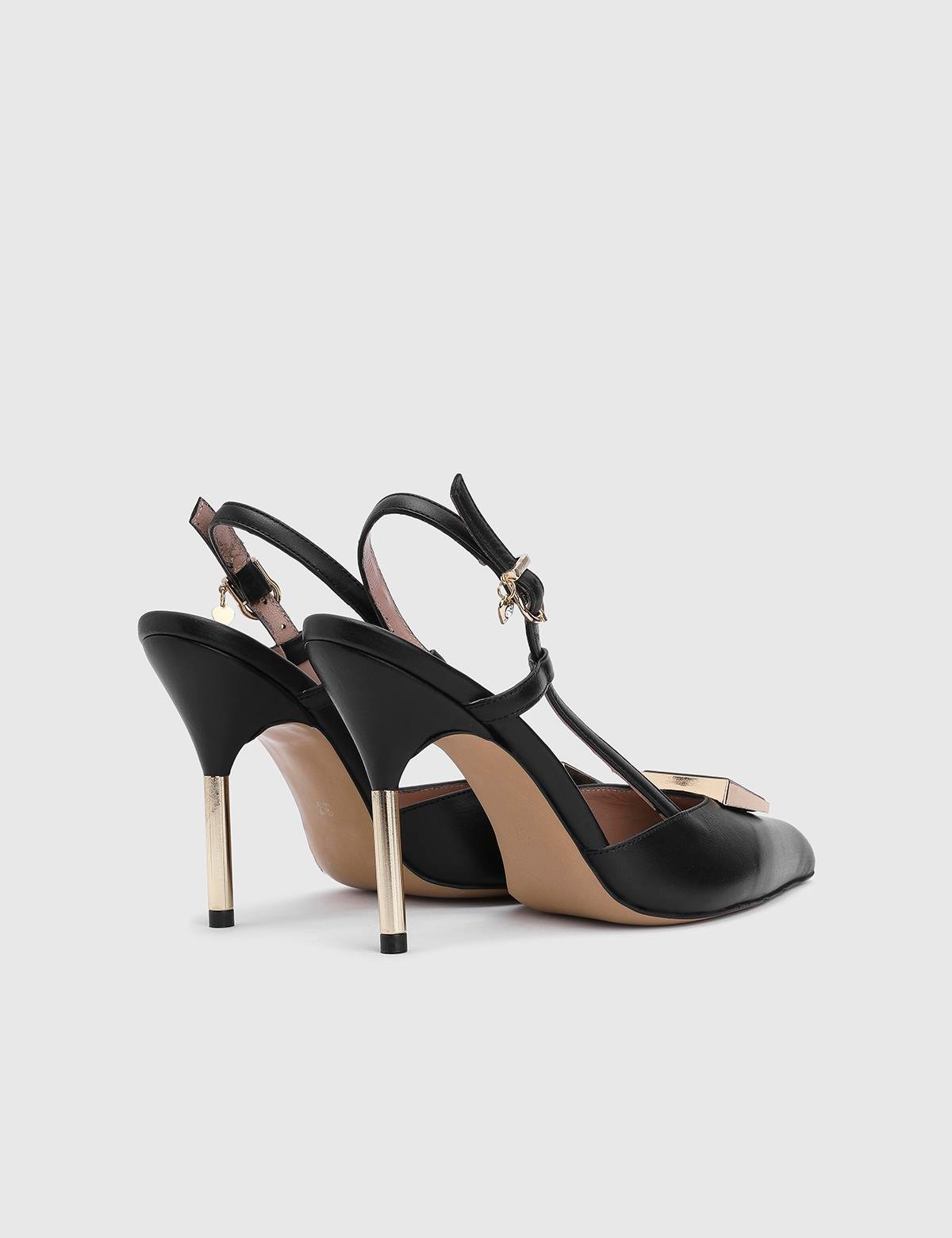 Fanni Black Leather Women's Heeled Sandal