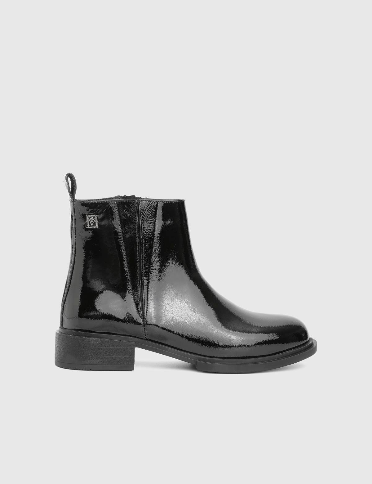 Fetty Black Patent Leather Women's Boot