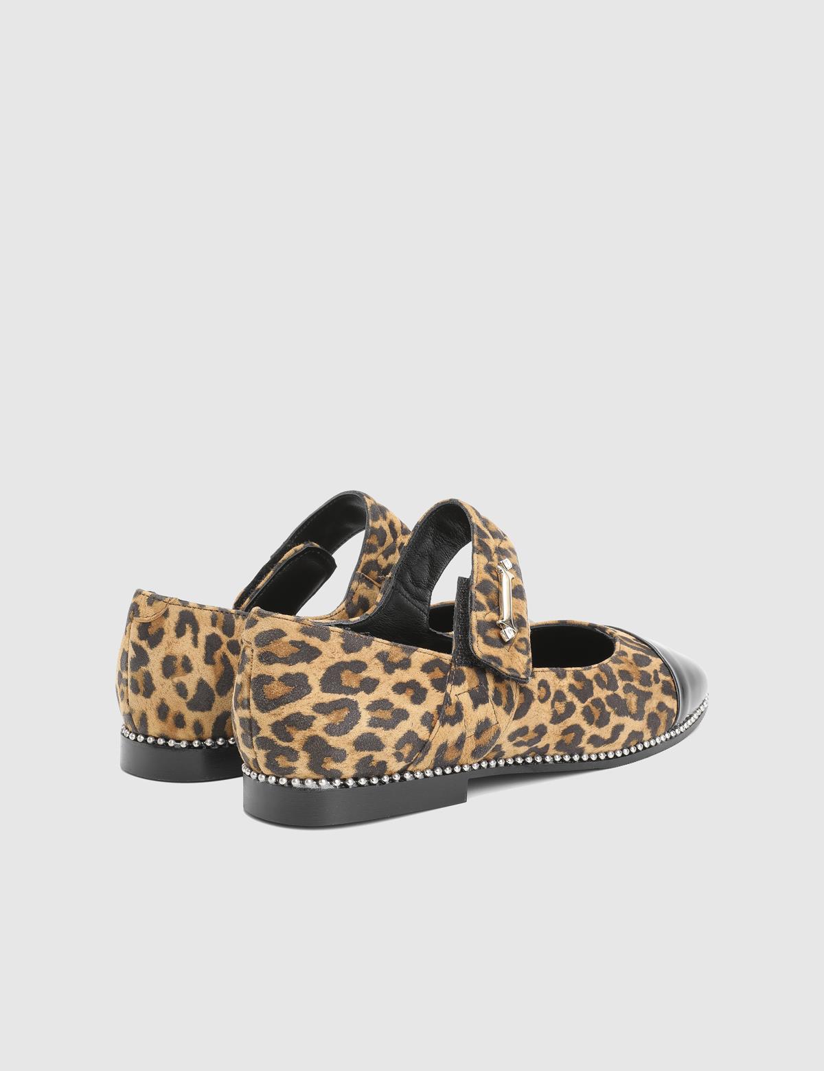 Fisa Black Patent Leather Leopard Women's Ballerina