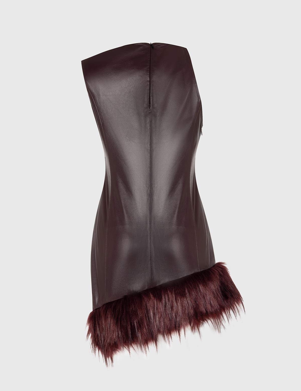 Fita Burgundy Women's Leather Dress