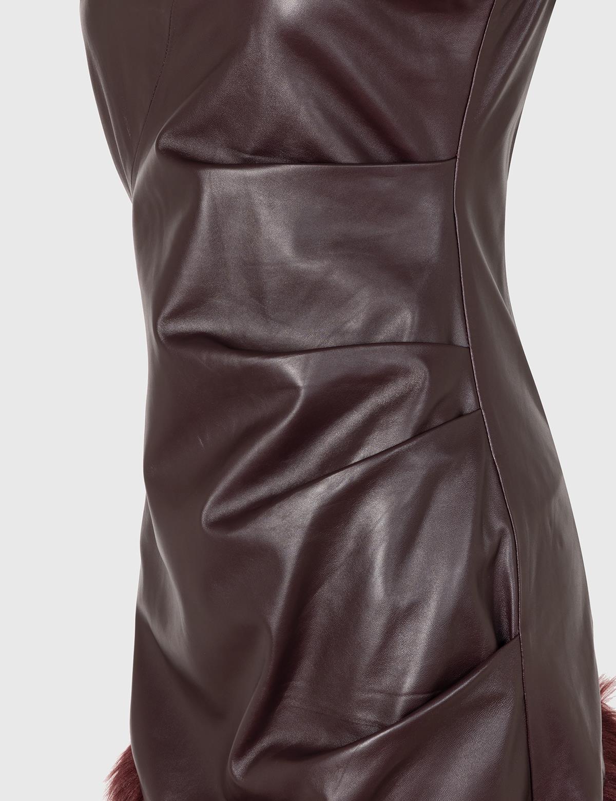 Fita Burgundy Women's Leather Dress
