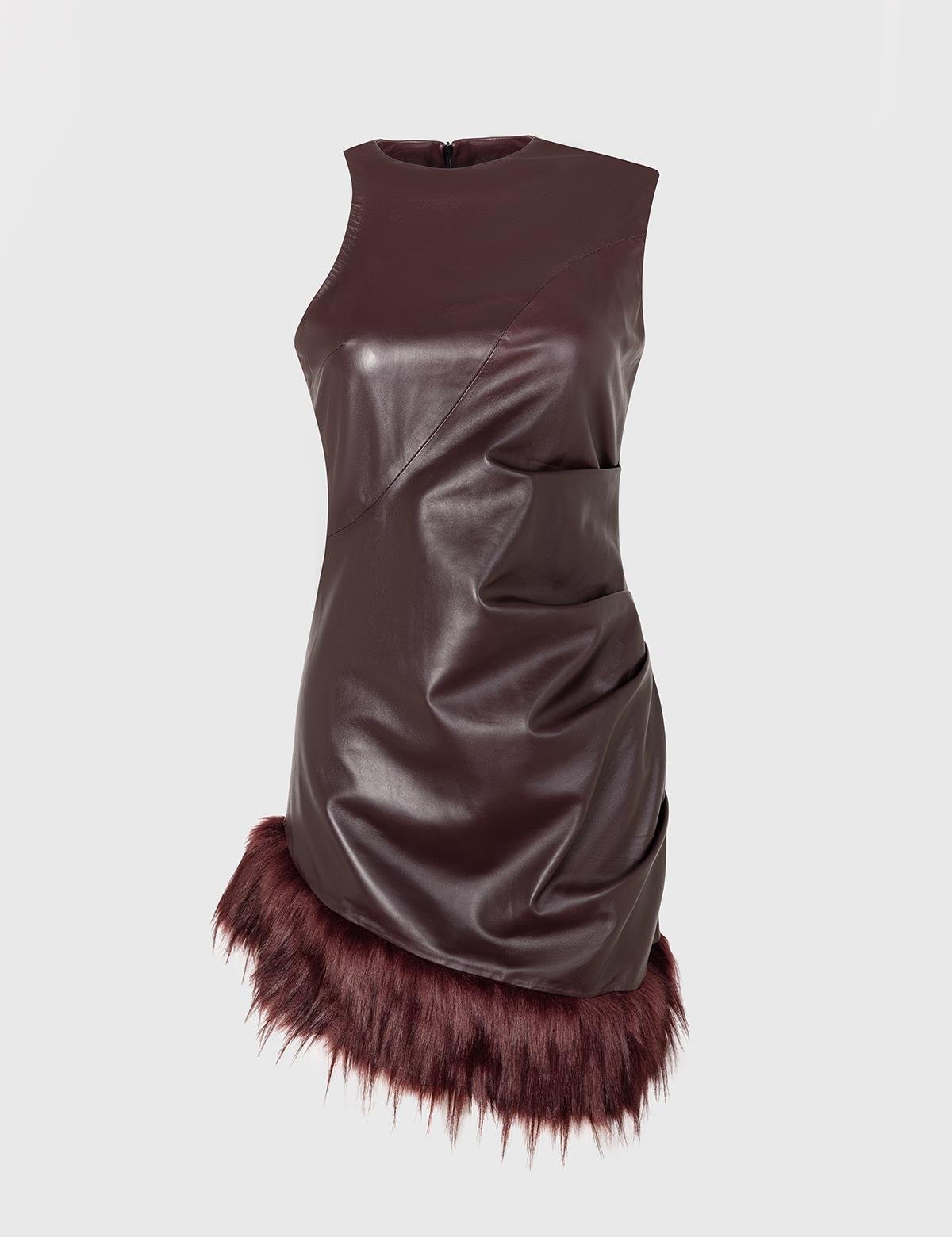 Fita Burgundy Women's Leather Dress