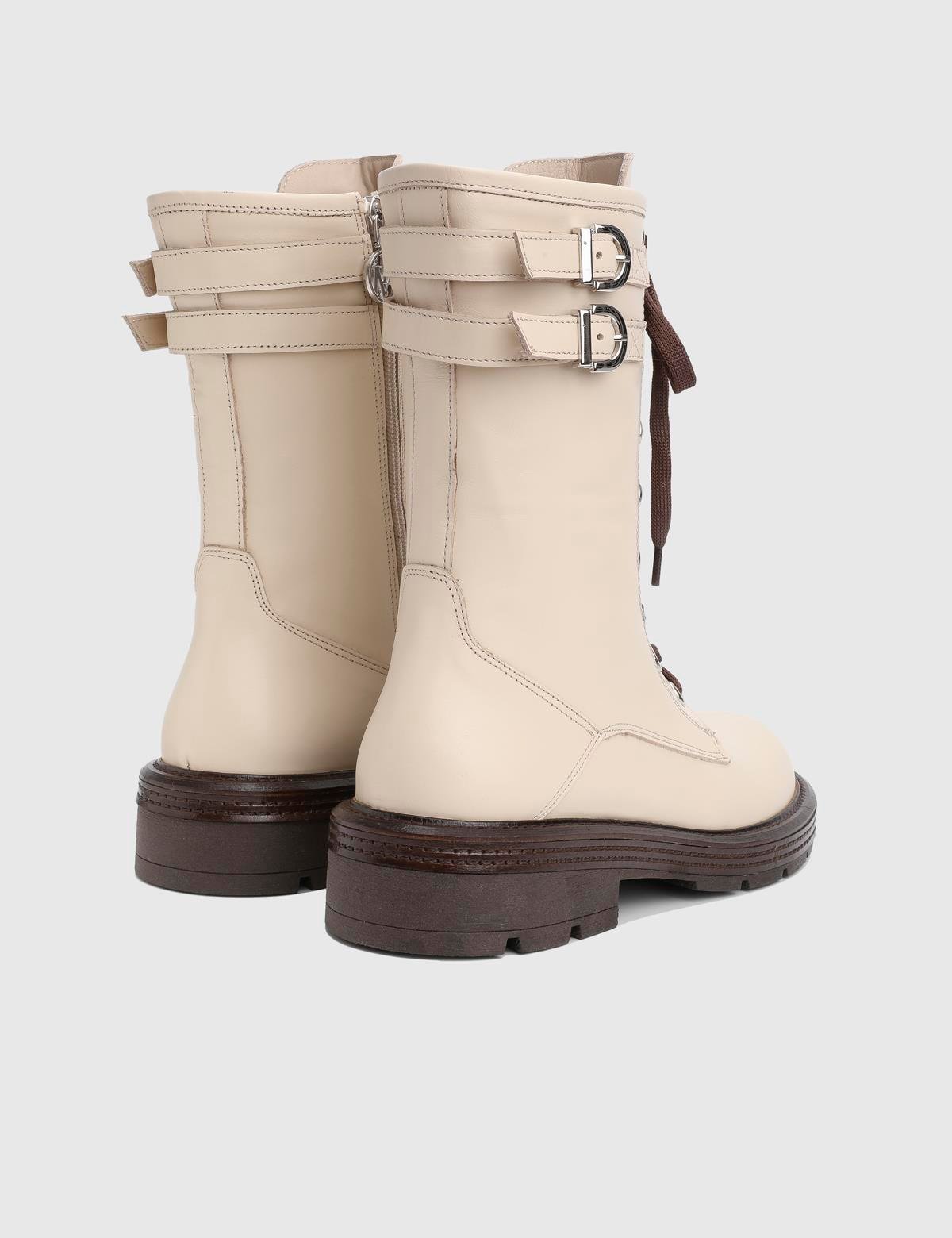 Furball Cream Leather Women's Boot