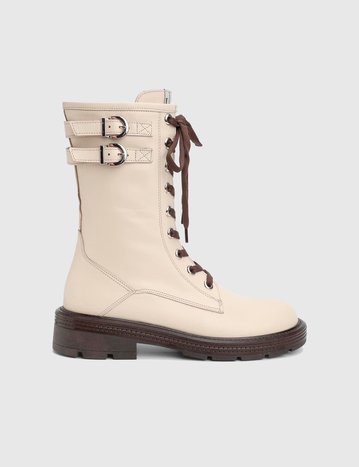 Furball Cream Leather Women's Boot