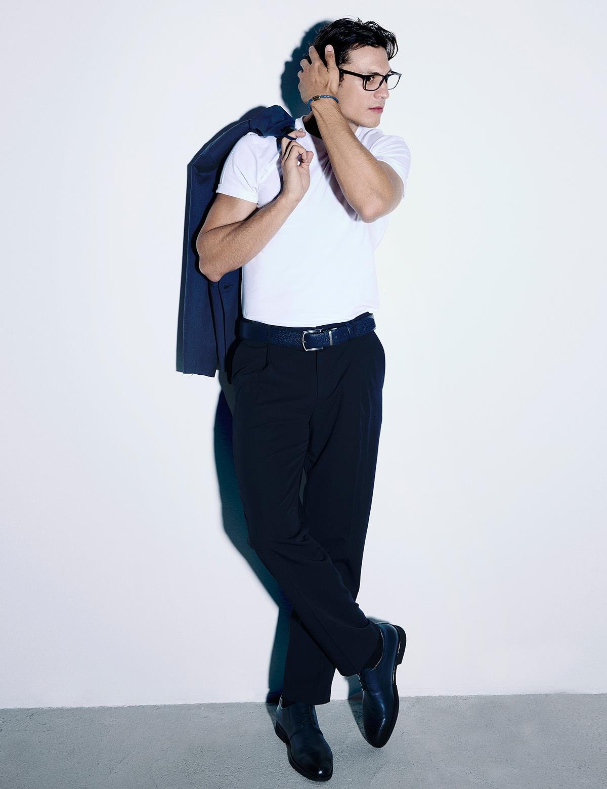 Galloway Brown-Navy Blue Floater Leather Men's Belt