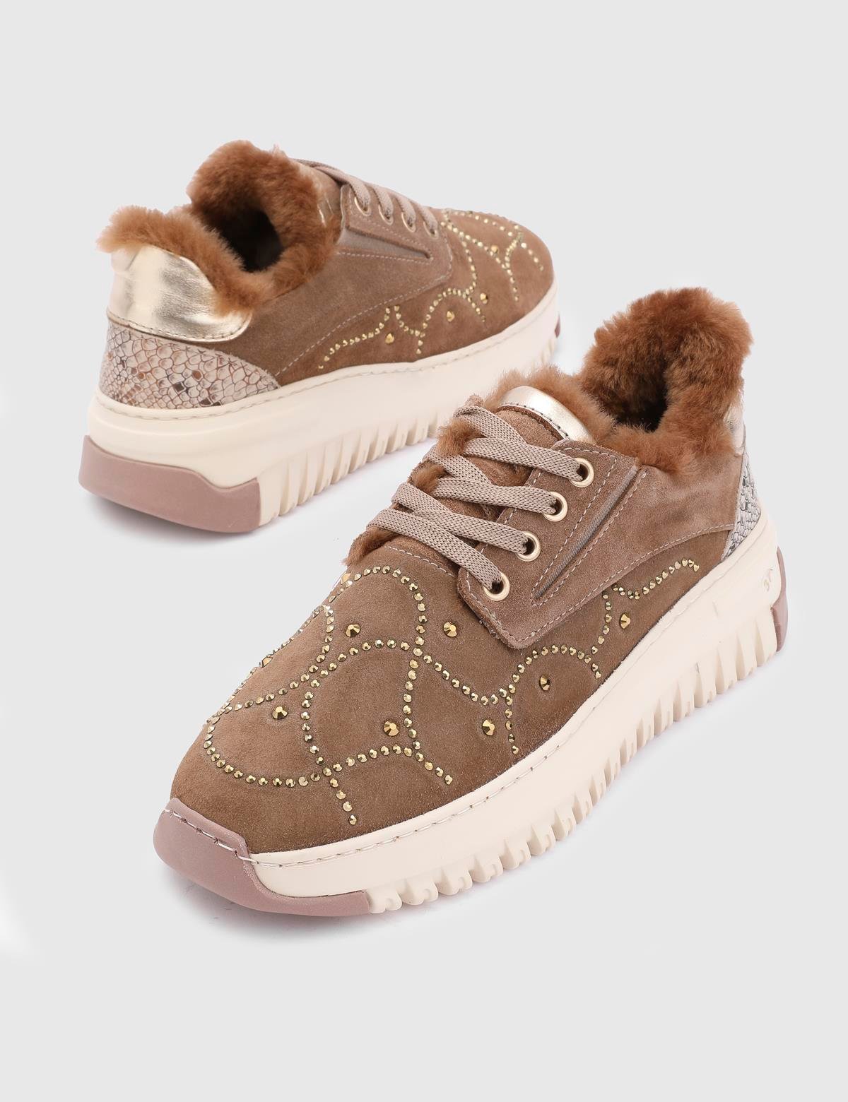 Geesje Saddle Brown Suede Leather Women's Sneaker