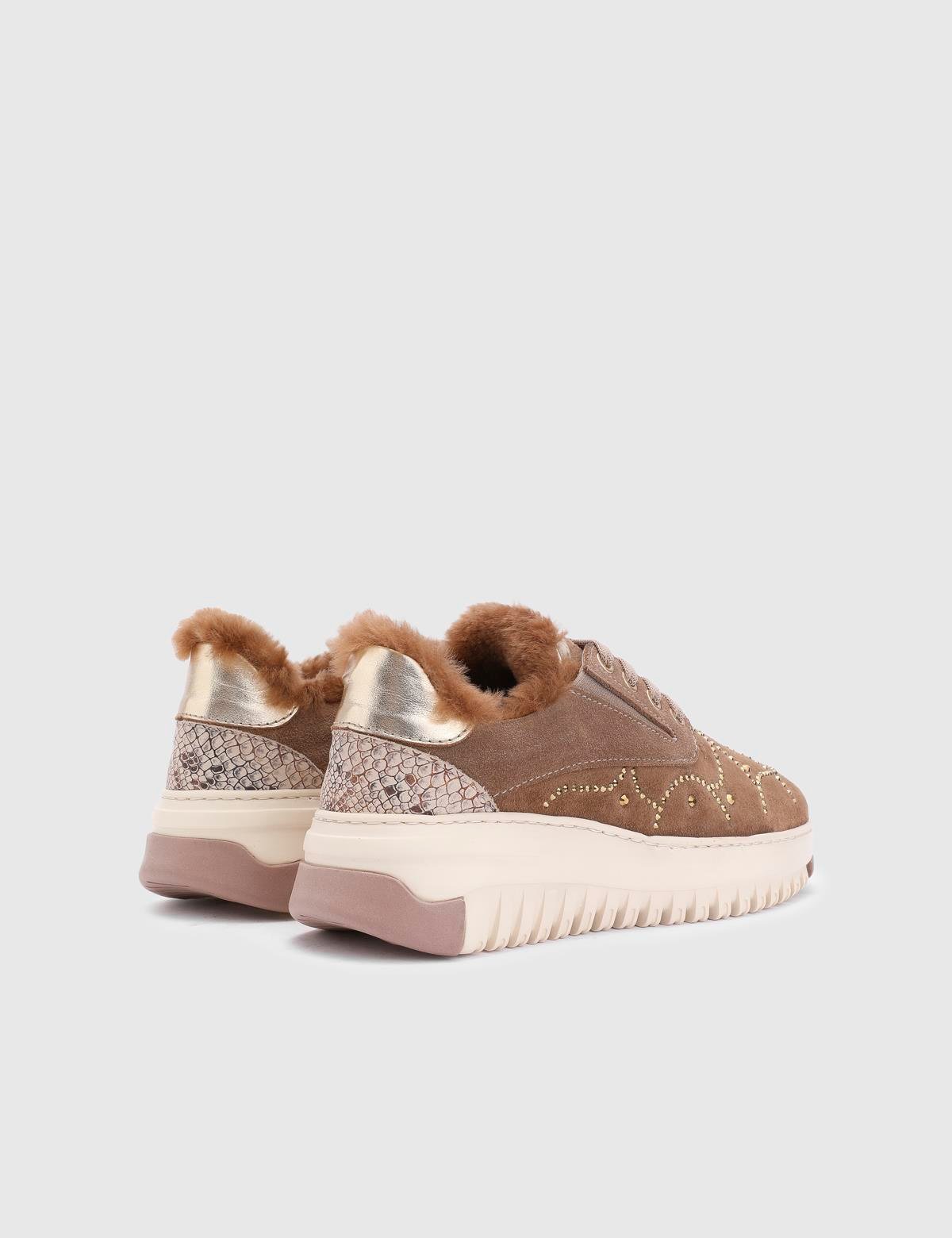 Geesje Saddle Brown Suede Leather Women's Sneaker