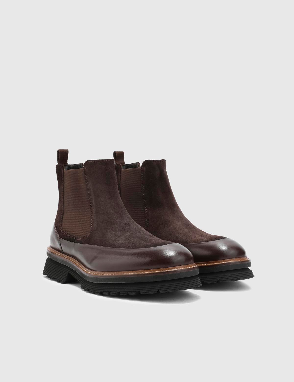 Geum Brown Suede Leather Men's Boot