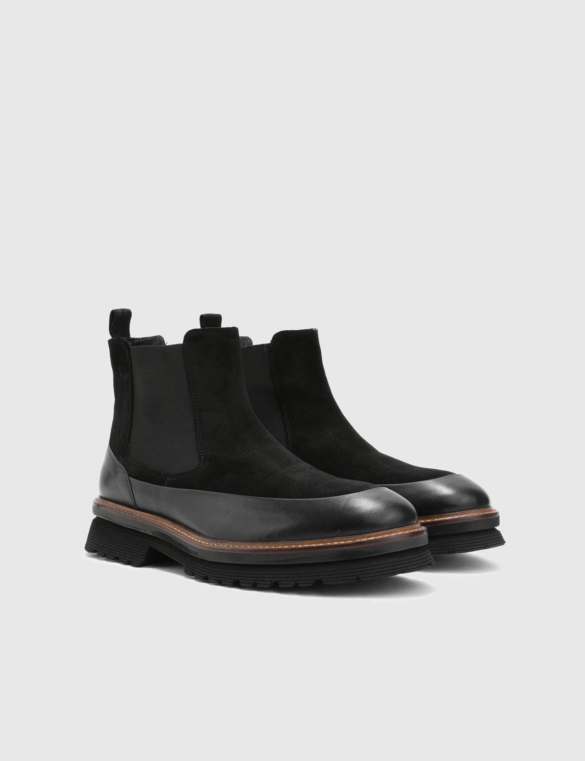 Geum Black Suede Leather Men's Boot