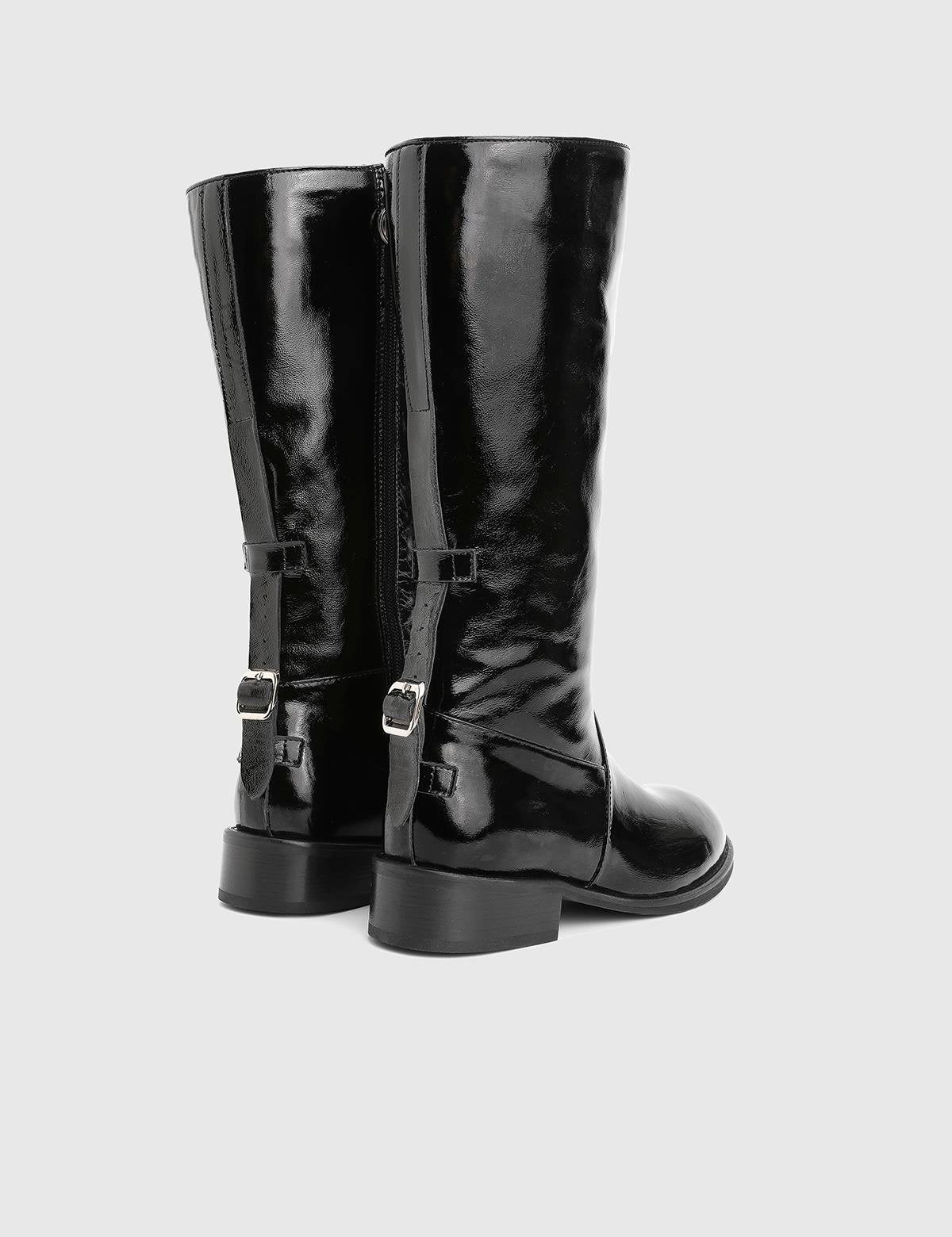 Giviti Black Patent Leather Women's High Boot