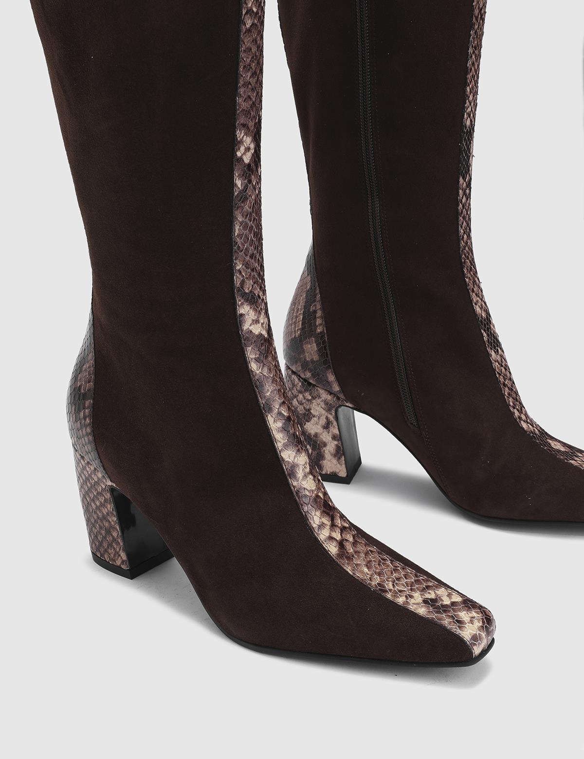 Glacia Braun Wildleder Damen Stiefel mit hohem Absatz