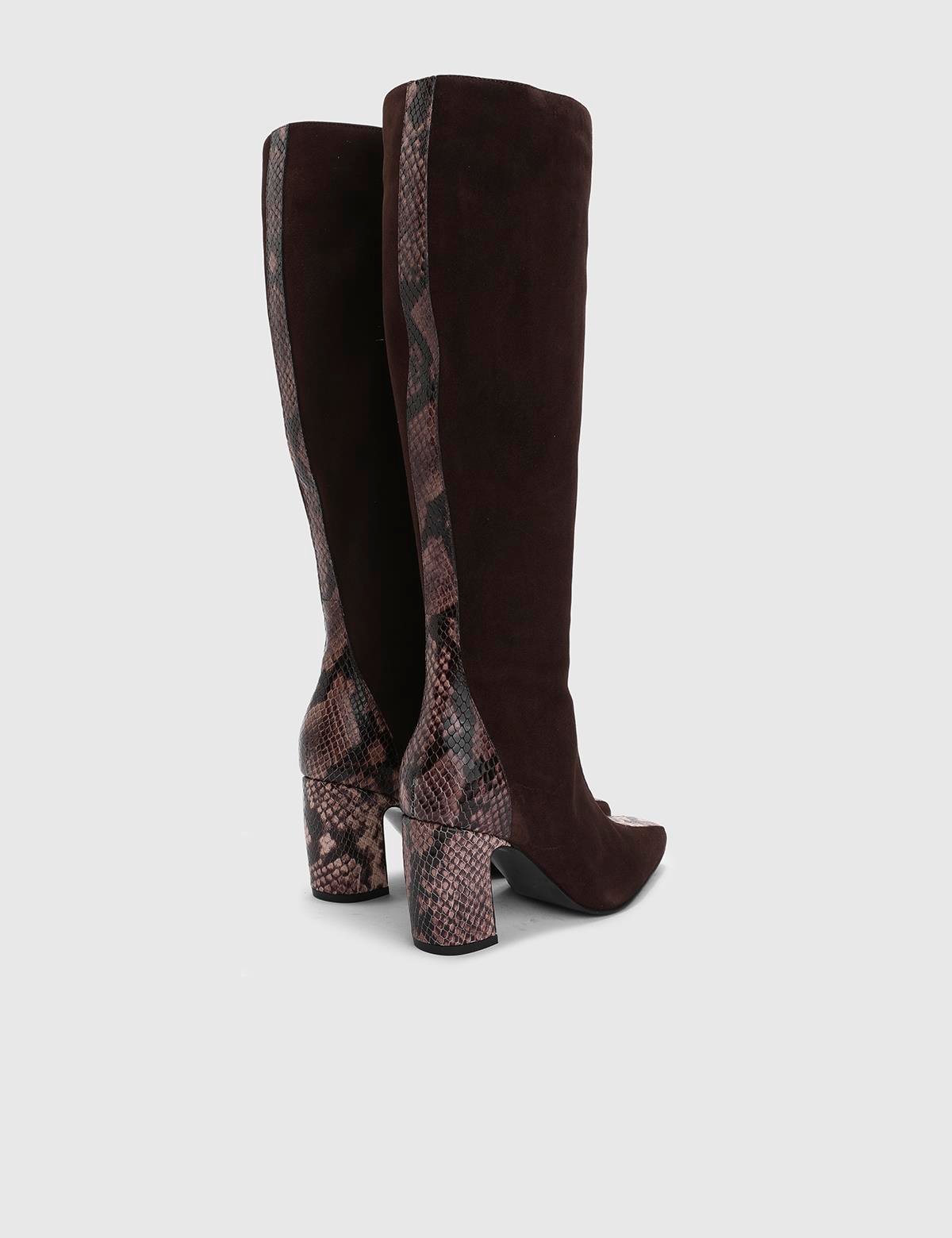 Glacia Braun Wildleder Damen Stiefel mit hohem Absatz