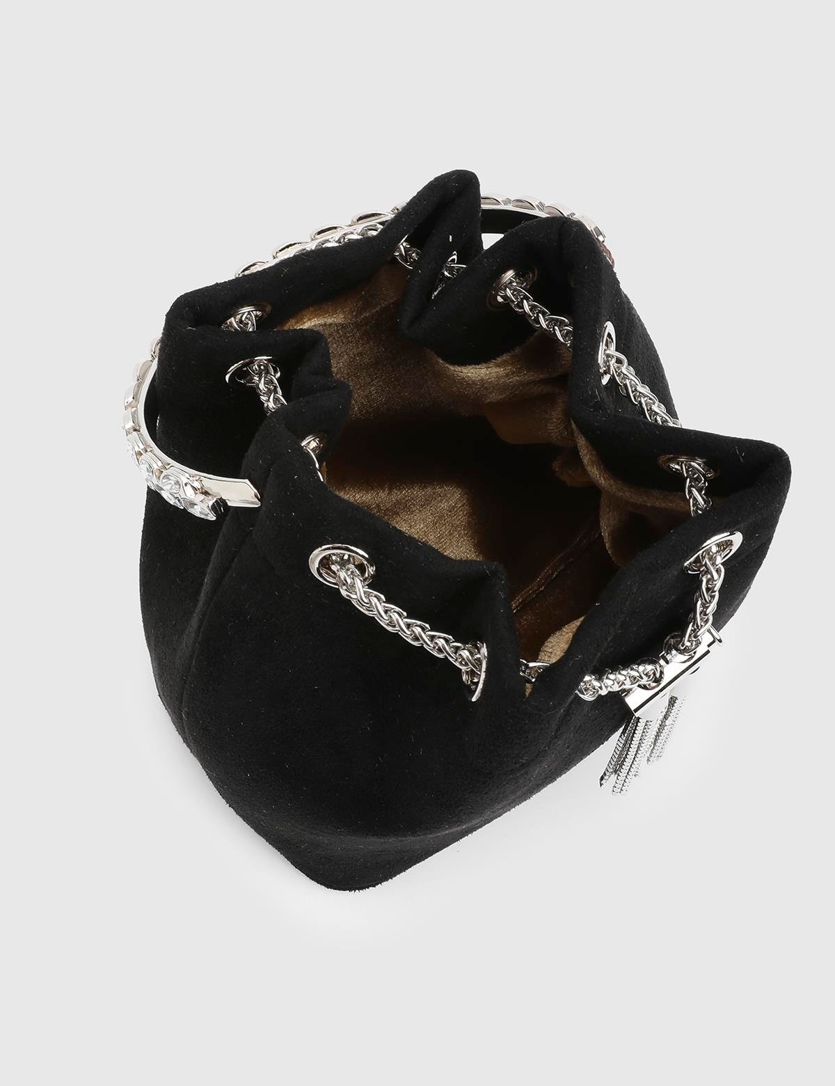 Gores Black Suede Women's Handbag with Stones