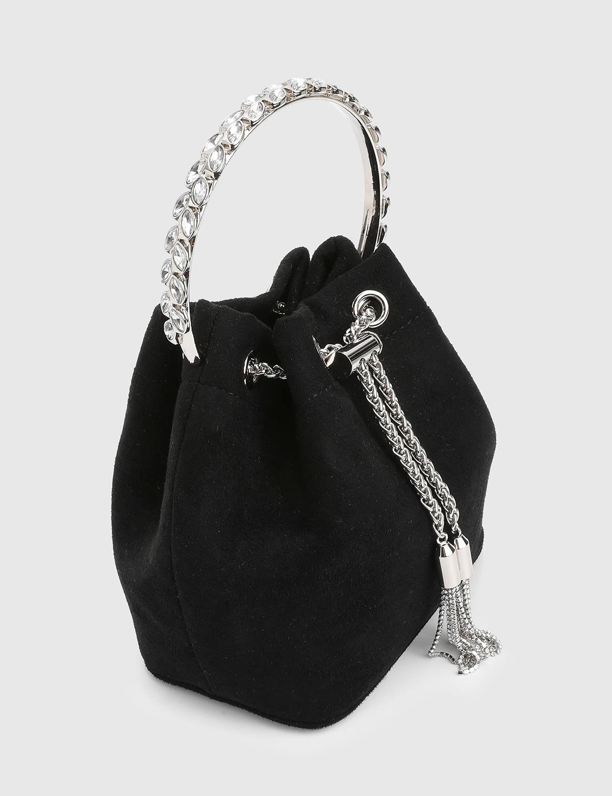 Gores Black Suede Women's Handbag with Stones