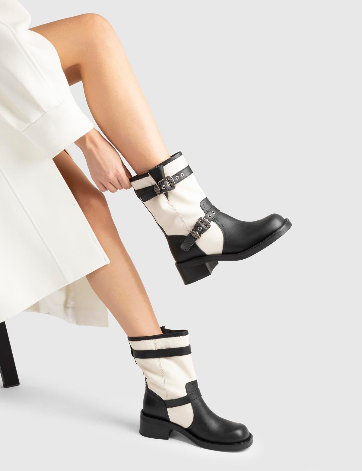 Grazia Beige Leather Women's Boot