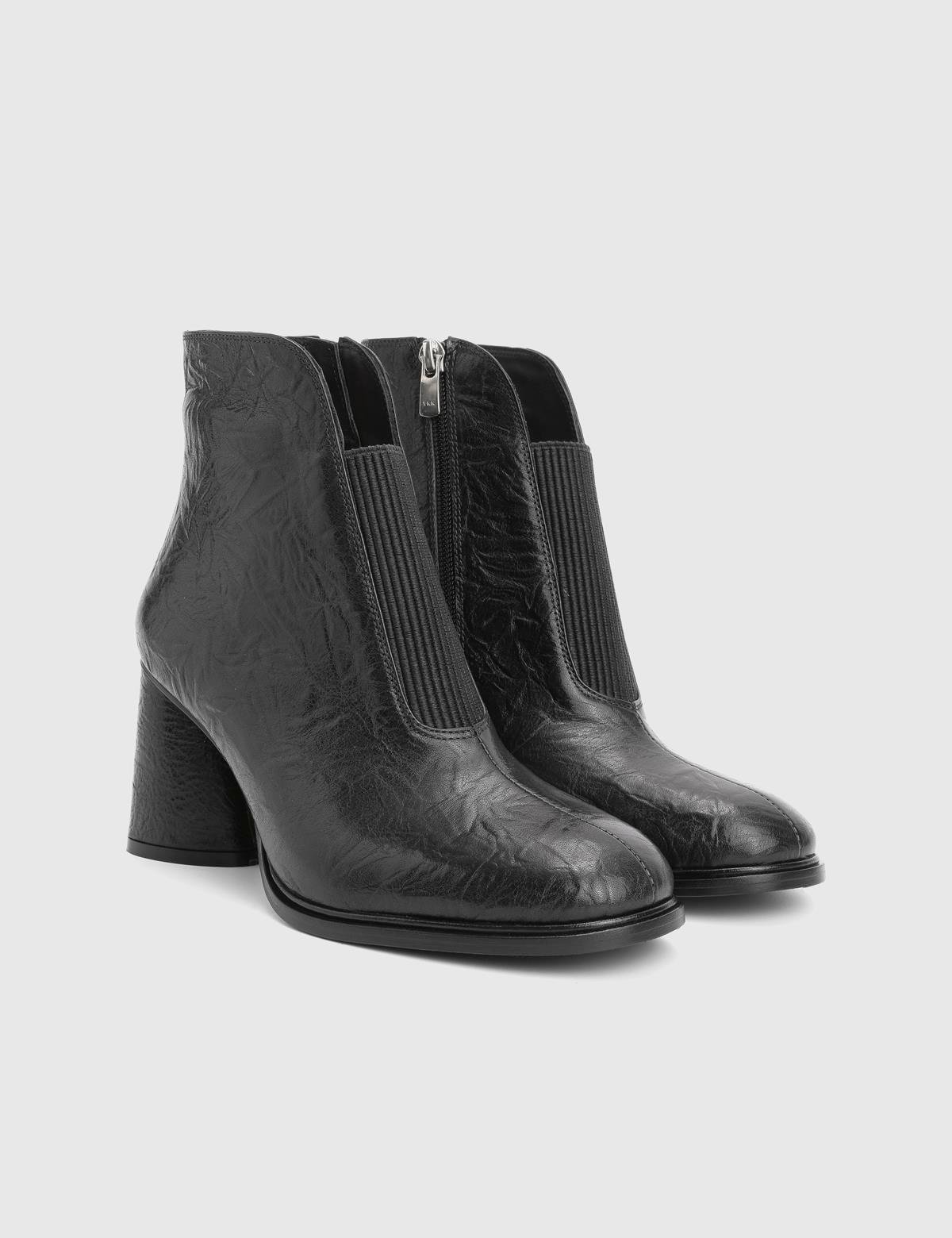 Greg Black Crazy Leather Women's Heeled Boot