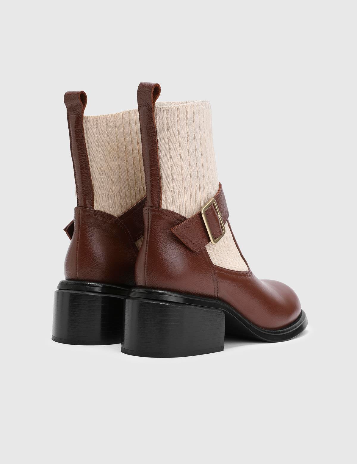 Gwen Saddle Brown Leather Women's Heeled Boot