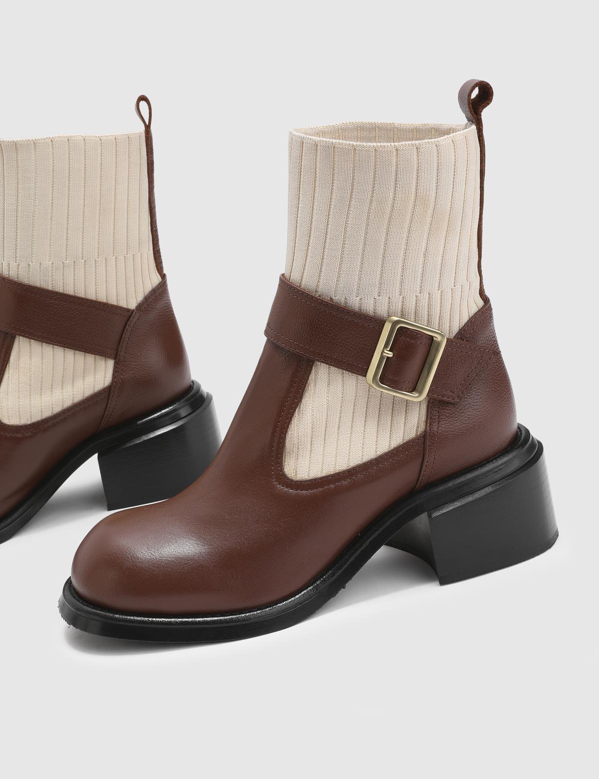 Gwen Saddle Brown Leather Women's Heeled Boot