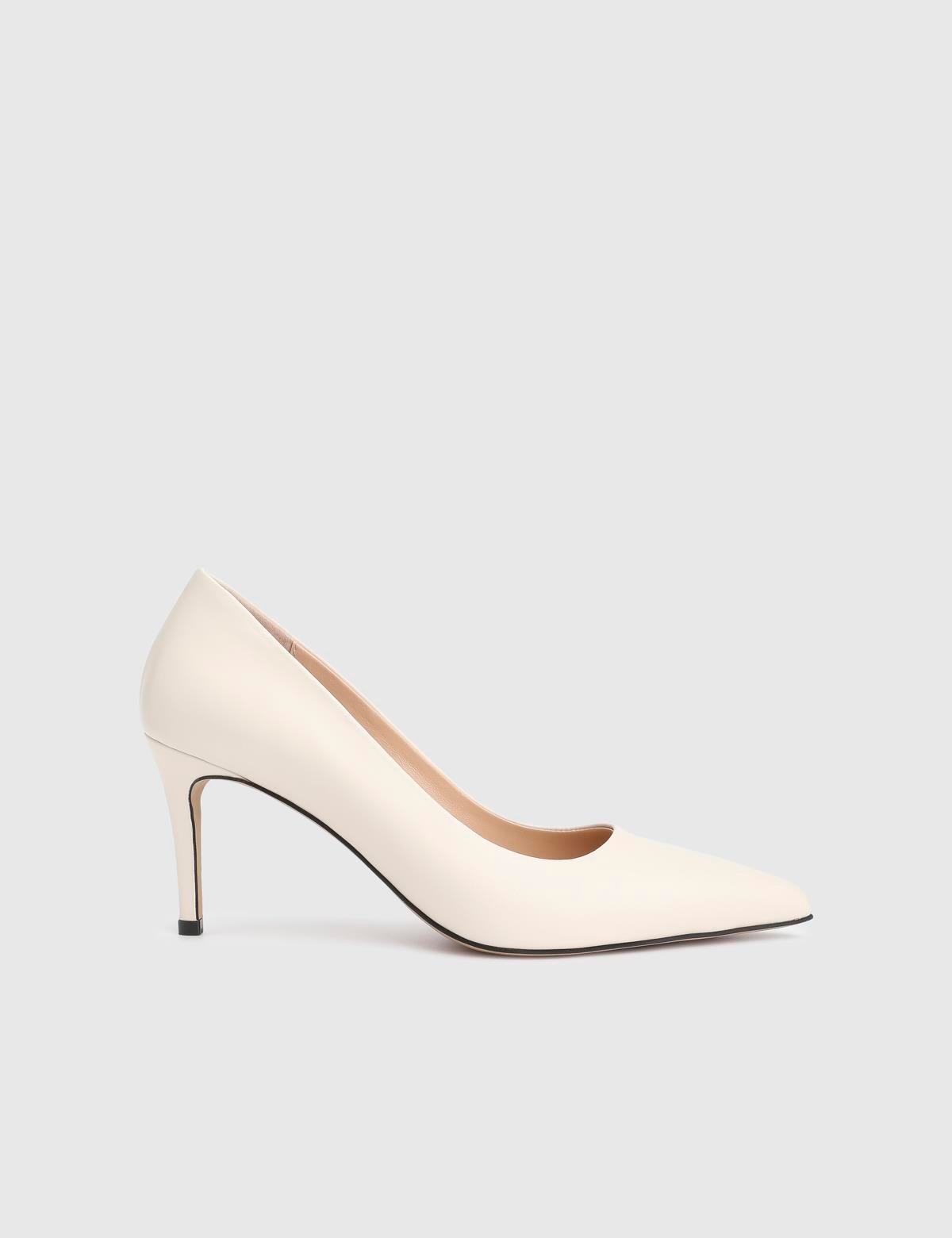 Haidee Beige Leather Women's Stiletto