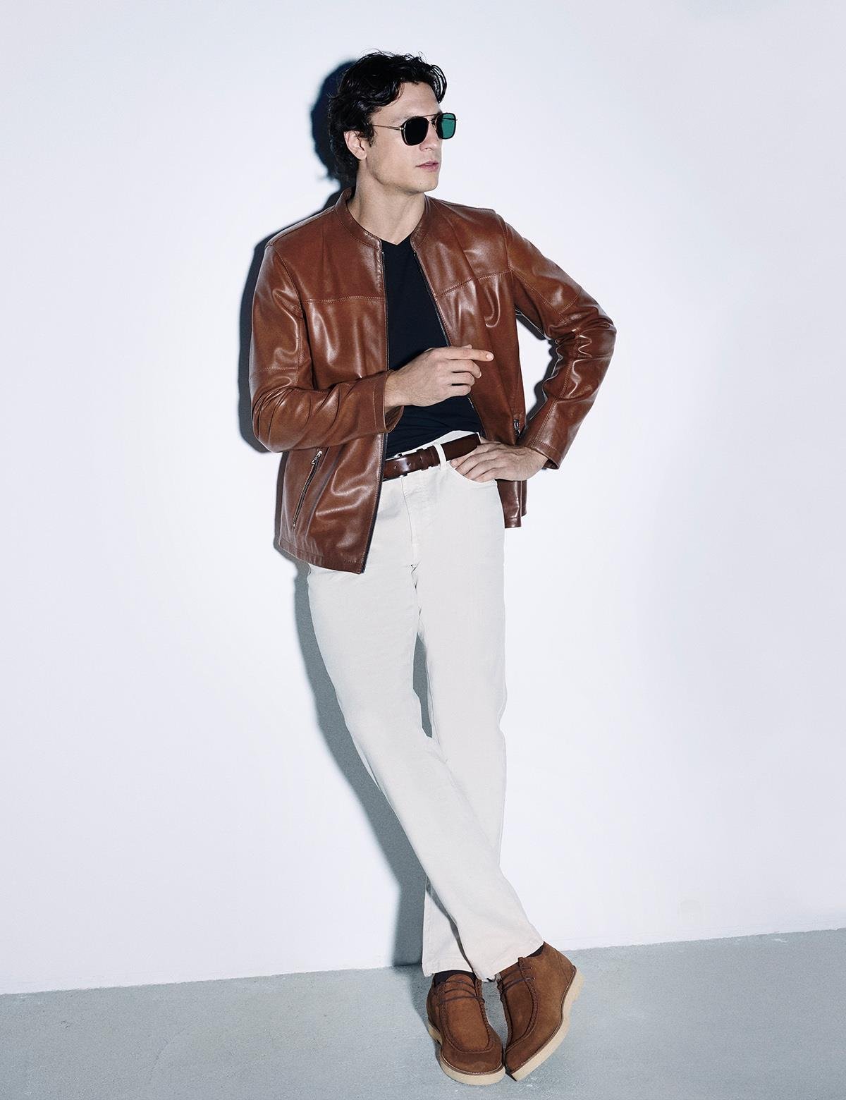 Haji Saddle Brown Men's Leather Jacket