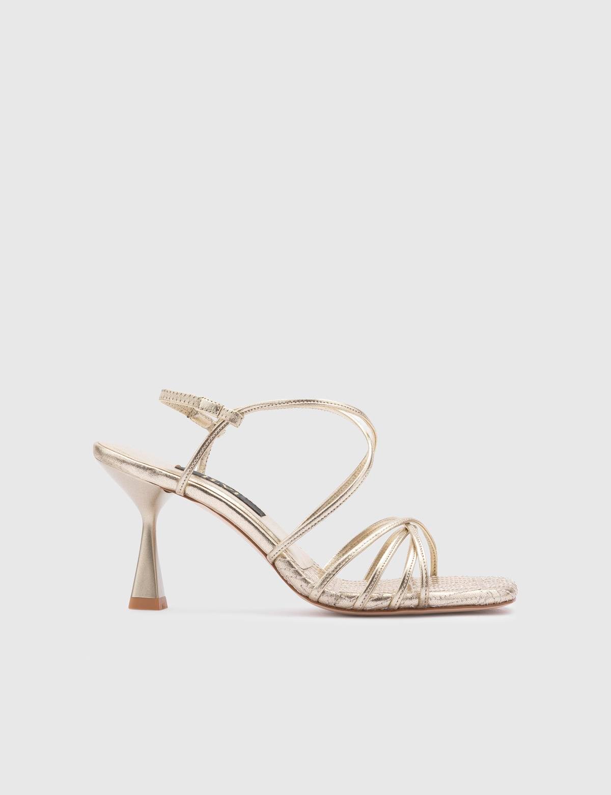 Hotaru Gold Leather Women's Heeled Sandal