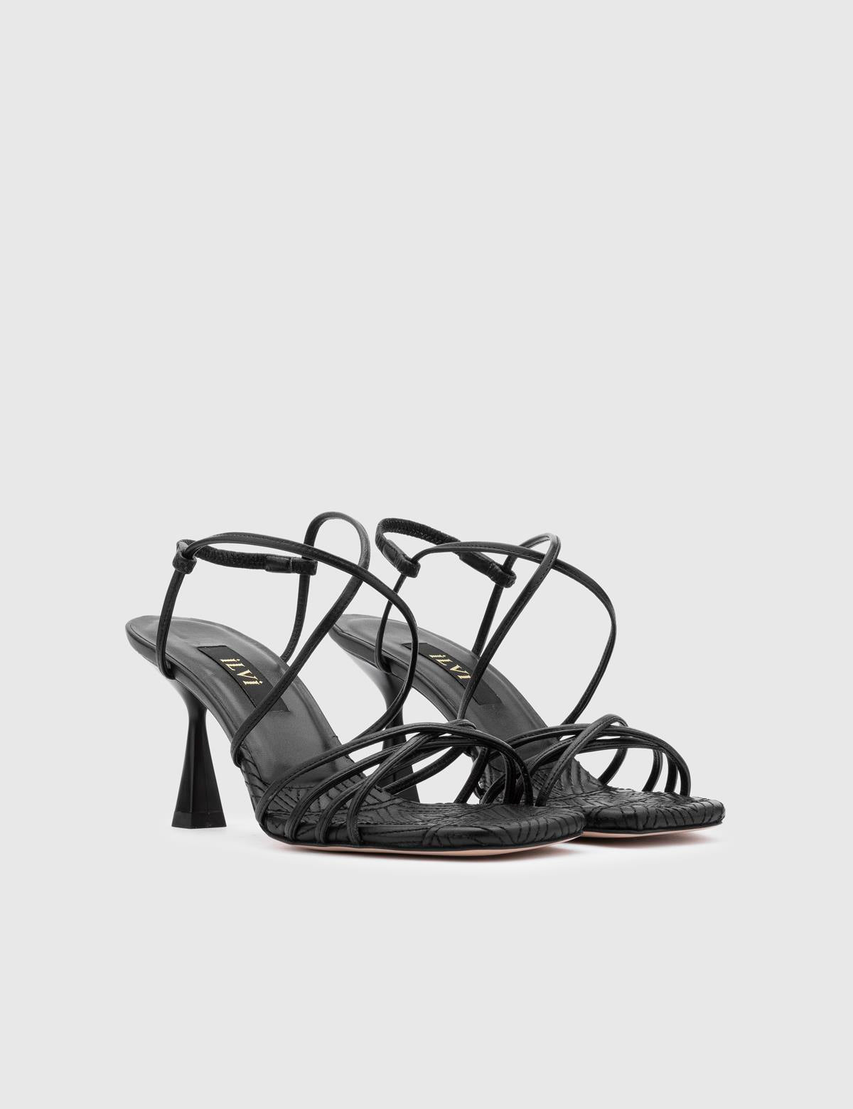 Hotaru Black Leather Women's Heeled Sandal