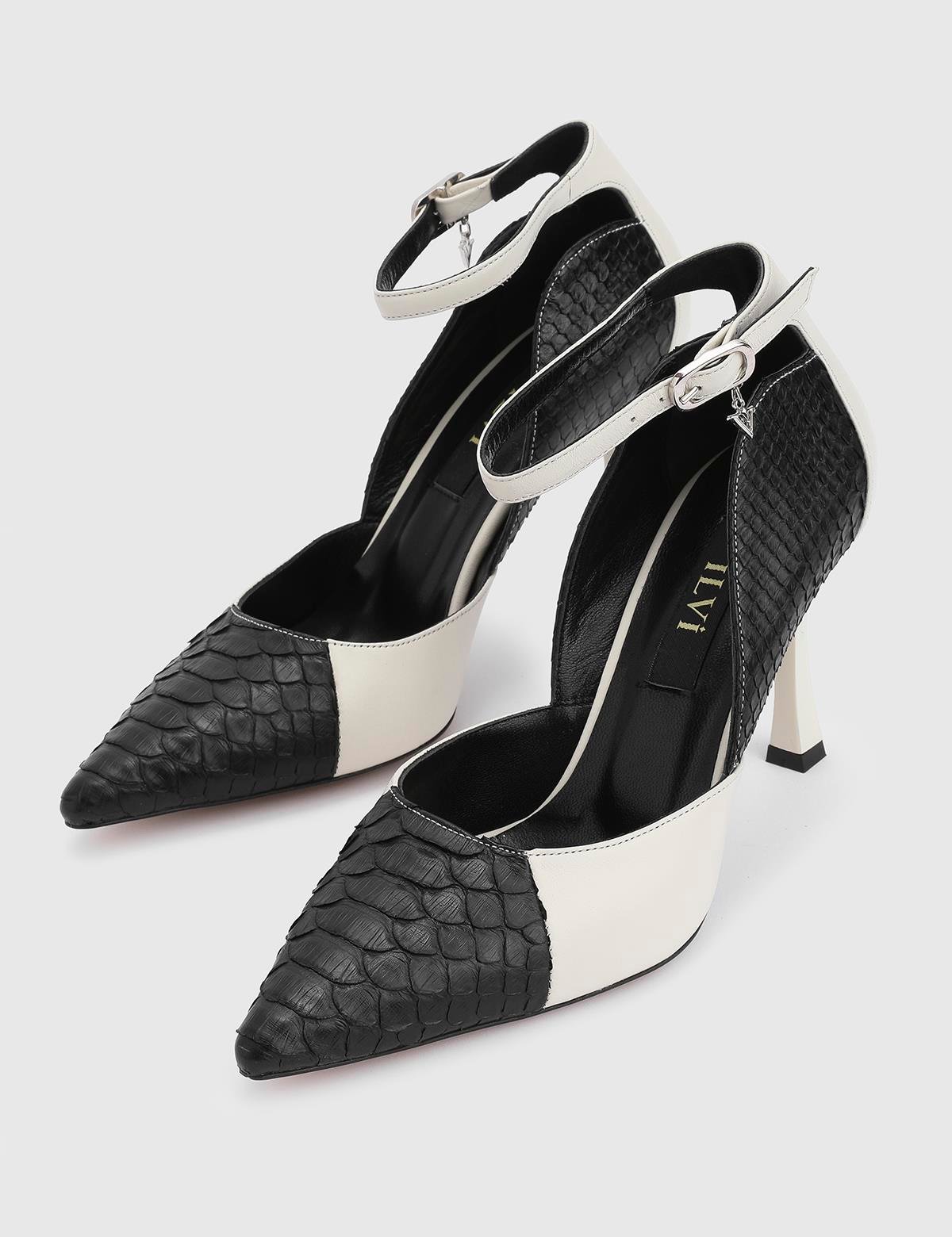 Ilka Black Snake Leather Women's Pump