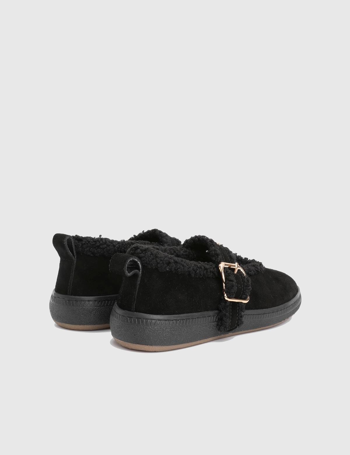 Janice Black Suede Leather Women's Ballerina