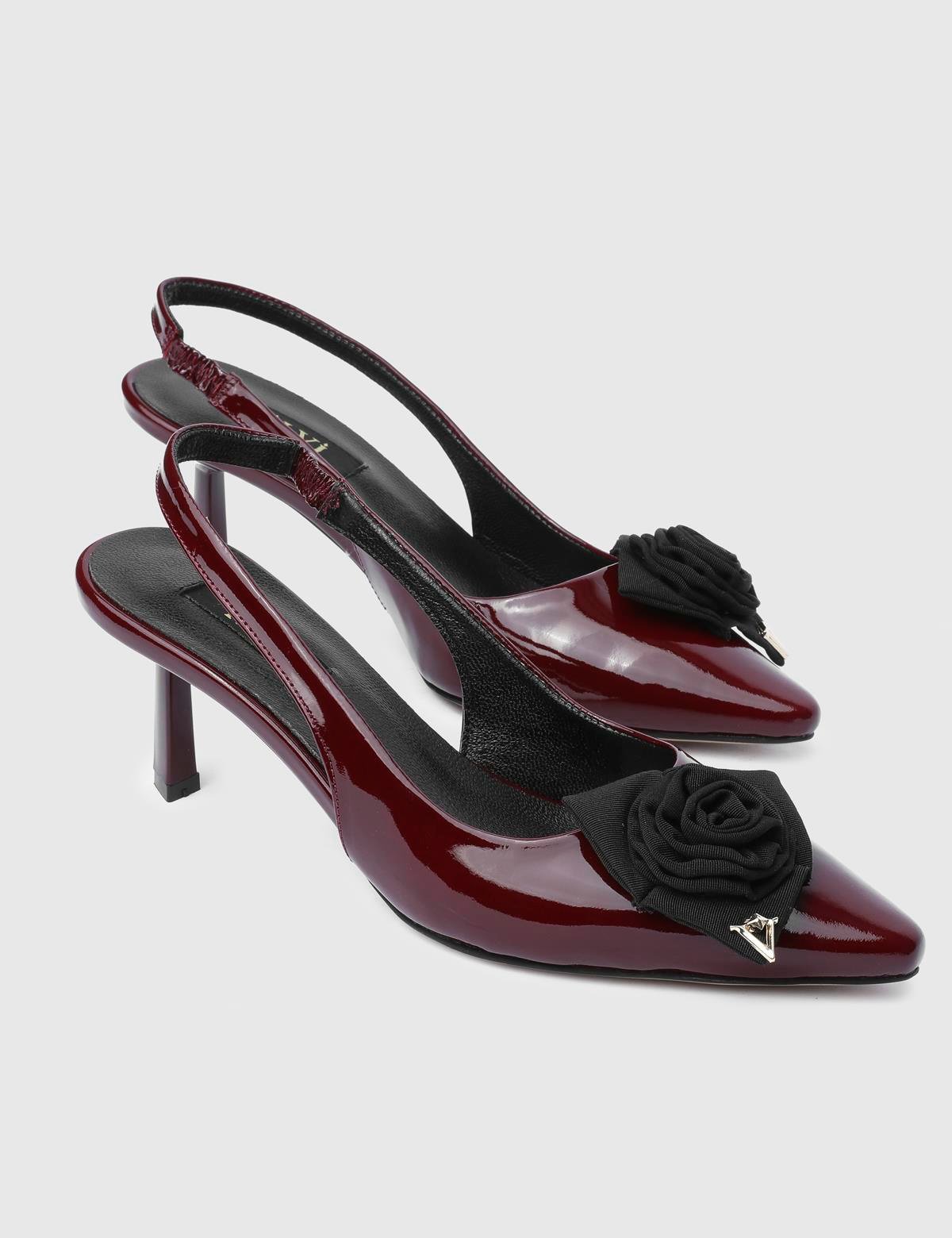 Janiska Burgundy Patent Leather Women's Heeled Sandal