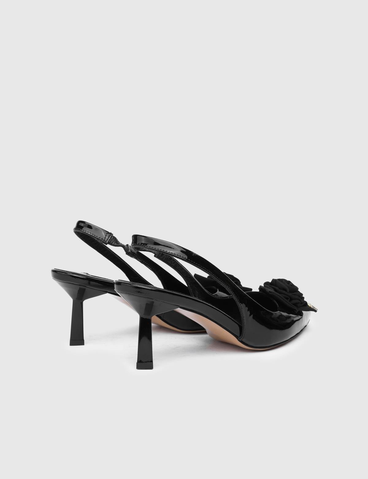 Janiska Black Patent Leather Women's Heeled Sandal