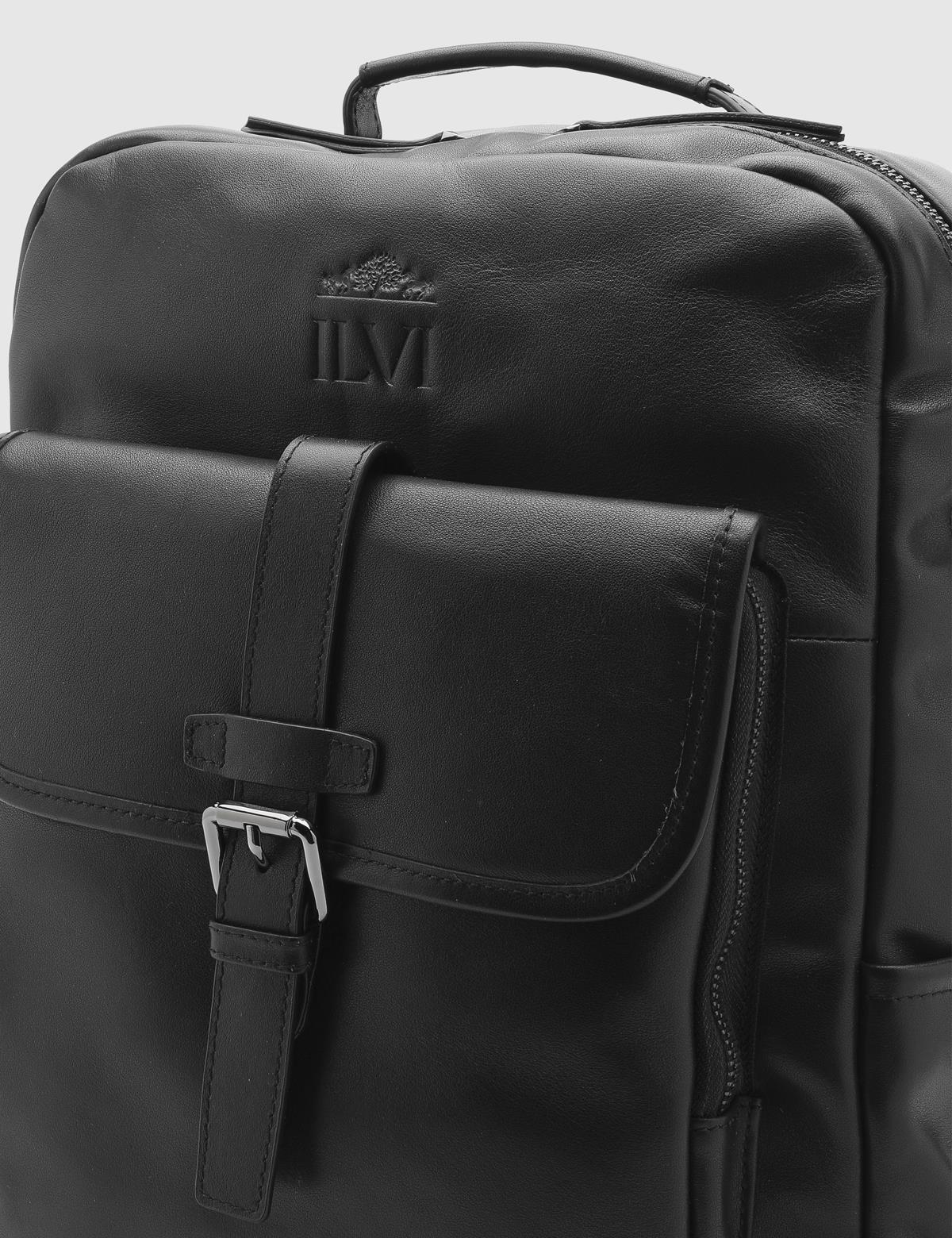 Jello Black Leather Men's Backpack