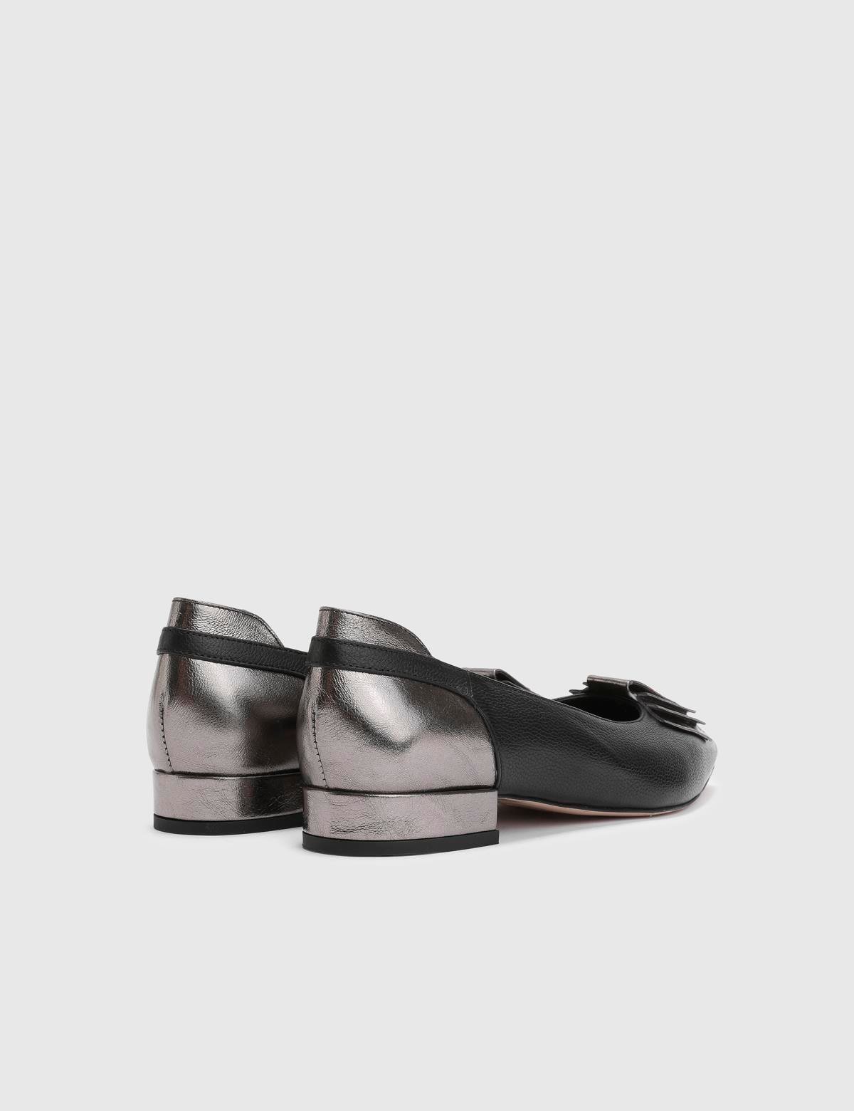 Jobke Black Floater Leather Women's Ballerina